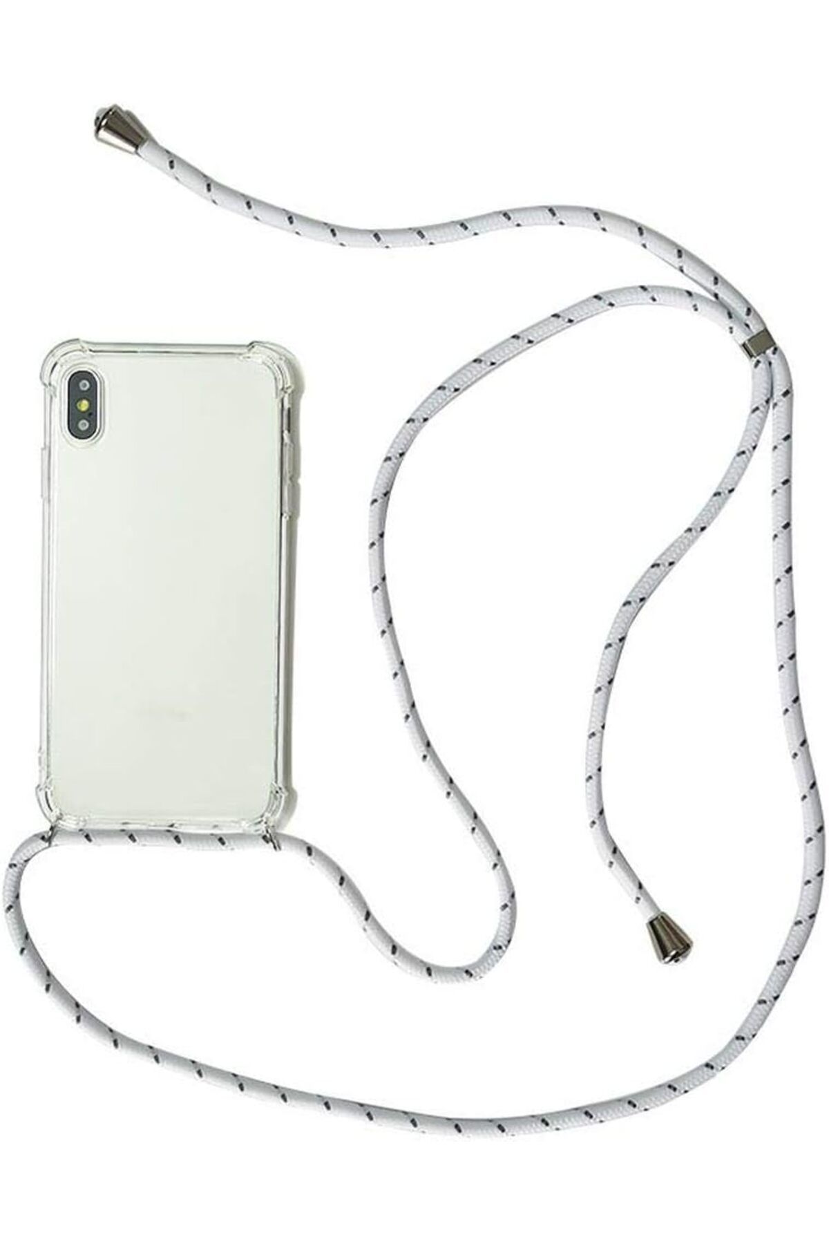 STOREMAX nffashopm Trend Iphone 7 Plus / 8 Plus için Boyun Askılı Şeffaf Çok Şık Kılıf Beyaz ipli st