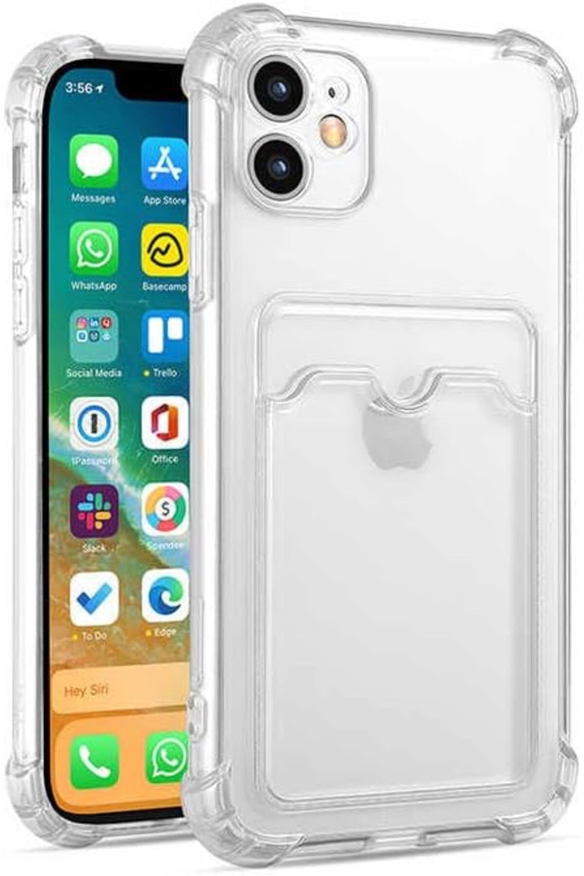 STOREMAX daliashops İphone 11 İle Uyumlu Kartlıklı, Darbeye Dayanıklı (Shockproof) Şeffaf Kılıfı St