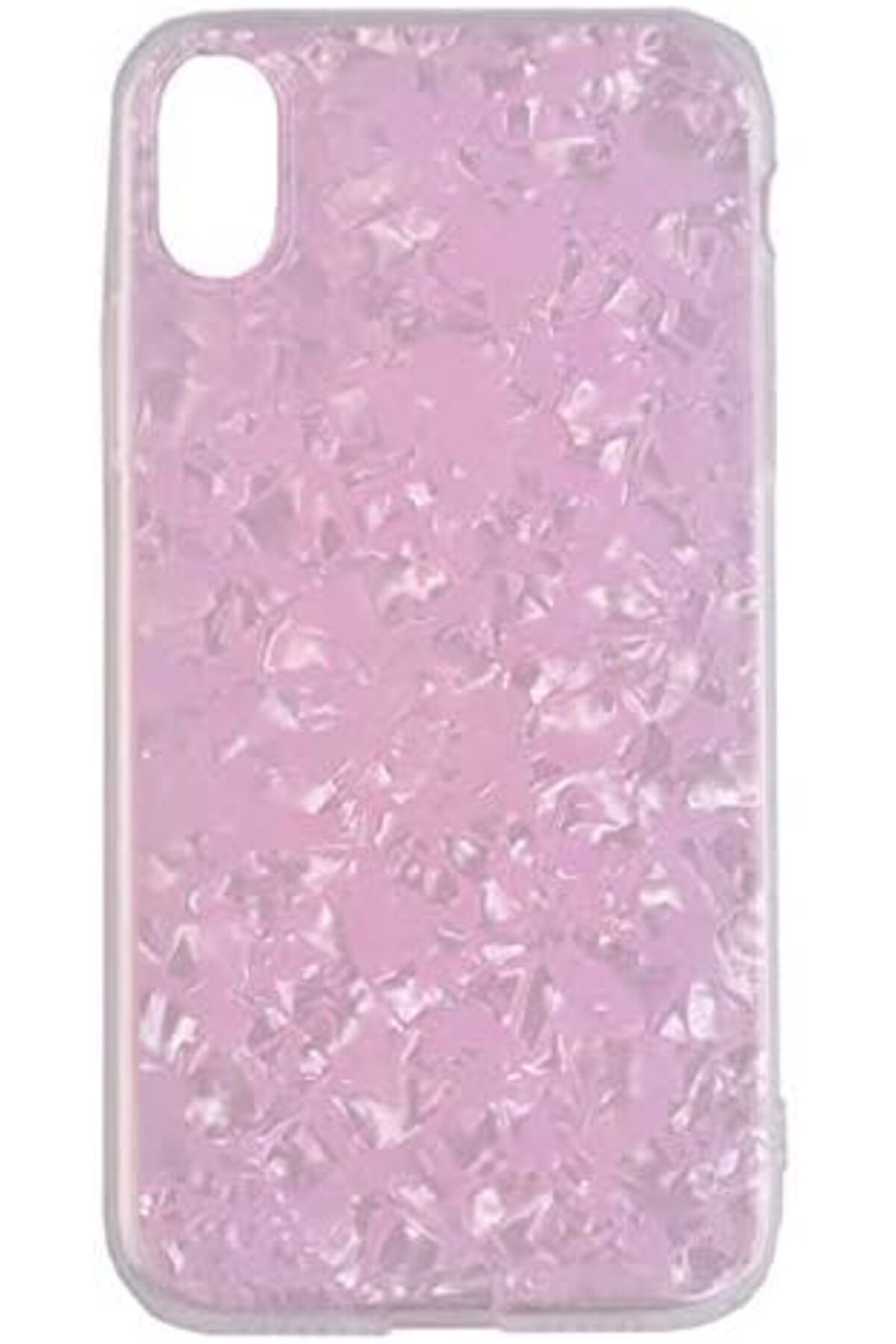 STOREMAX cmllashop iPhone XS Max Uyumlu Mermer Desenli Parlak Silikon Lüx Silikon Kılıf (Pembe, iPhone XS
