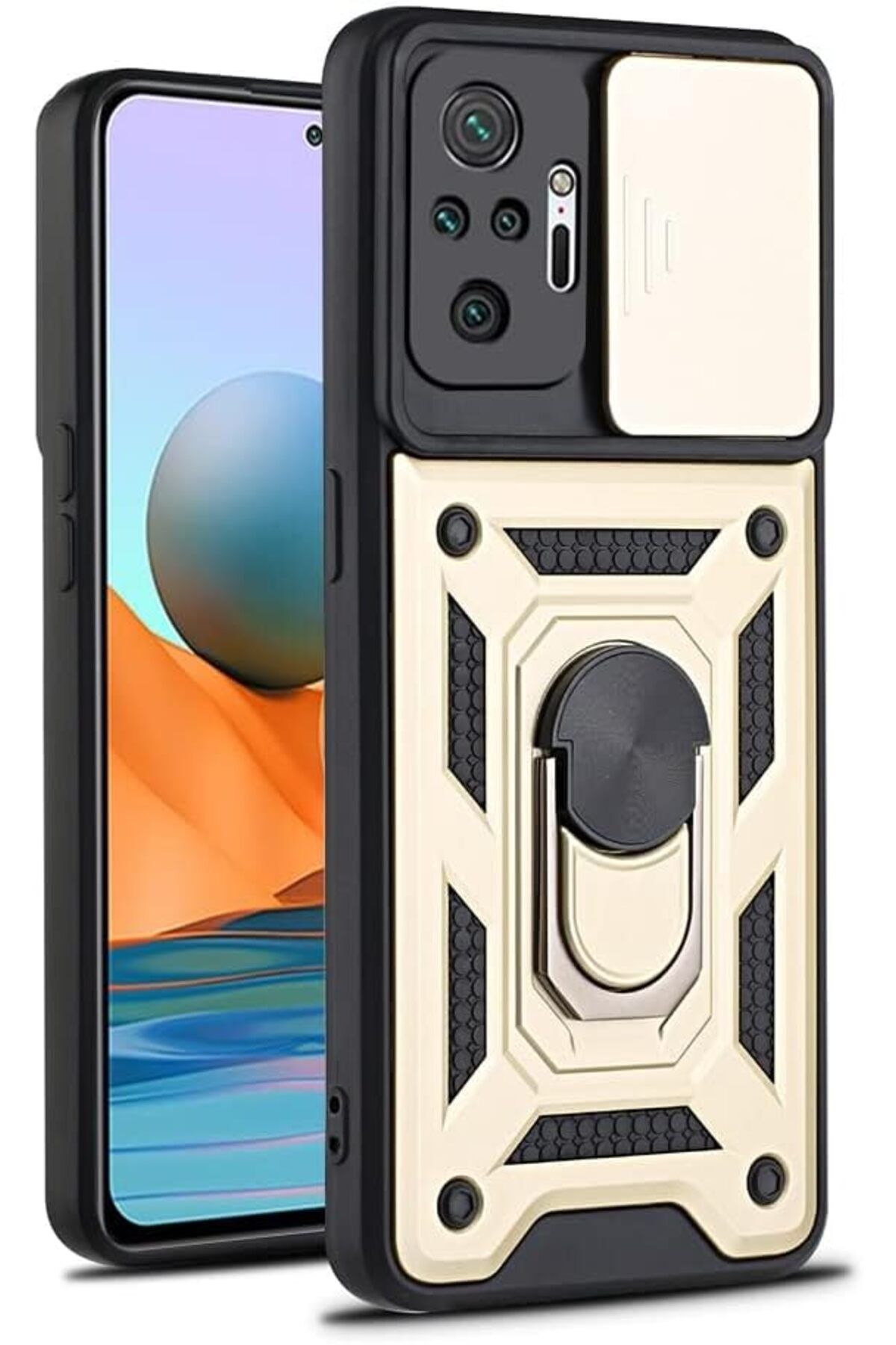 STOREMAX srhtDS Xiaomi Redmi Note 10 Pro Kılıf Lens Sürgülü Yüzüklü Tank Silikon Pars Desing 266450