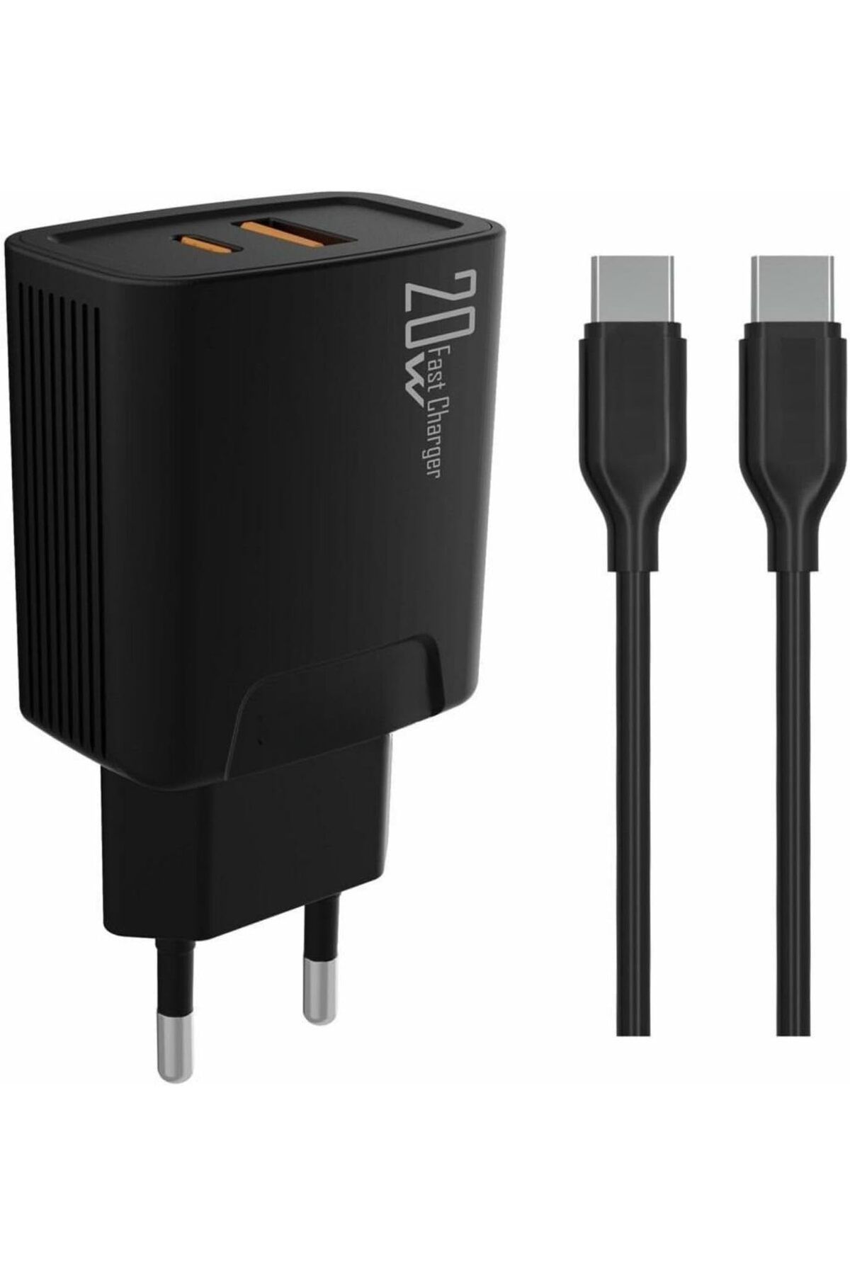 STOREMAX nffashopm 20 watt USB + Type-C çıkışlı Hızlı Şarj Başlık Adaptör + 1m 3A Type-C to Type-C