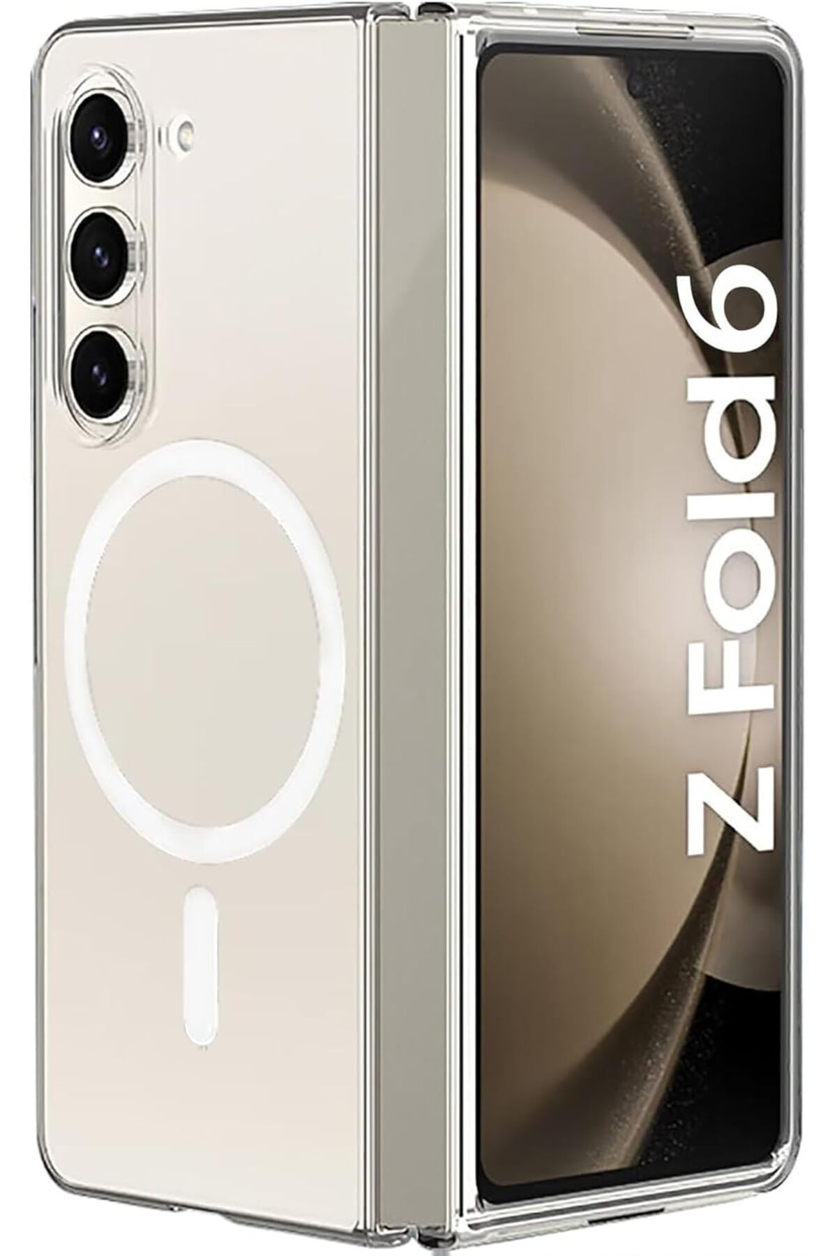 STOREMAX htpshopmx Galaxy Z Fold 6 için Şeffaf Kılıf Magsafe Aksesuarları ile Uyumlu Arkası Sert PC Kö