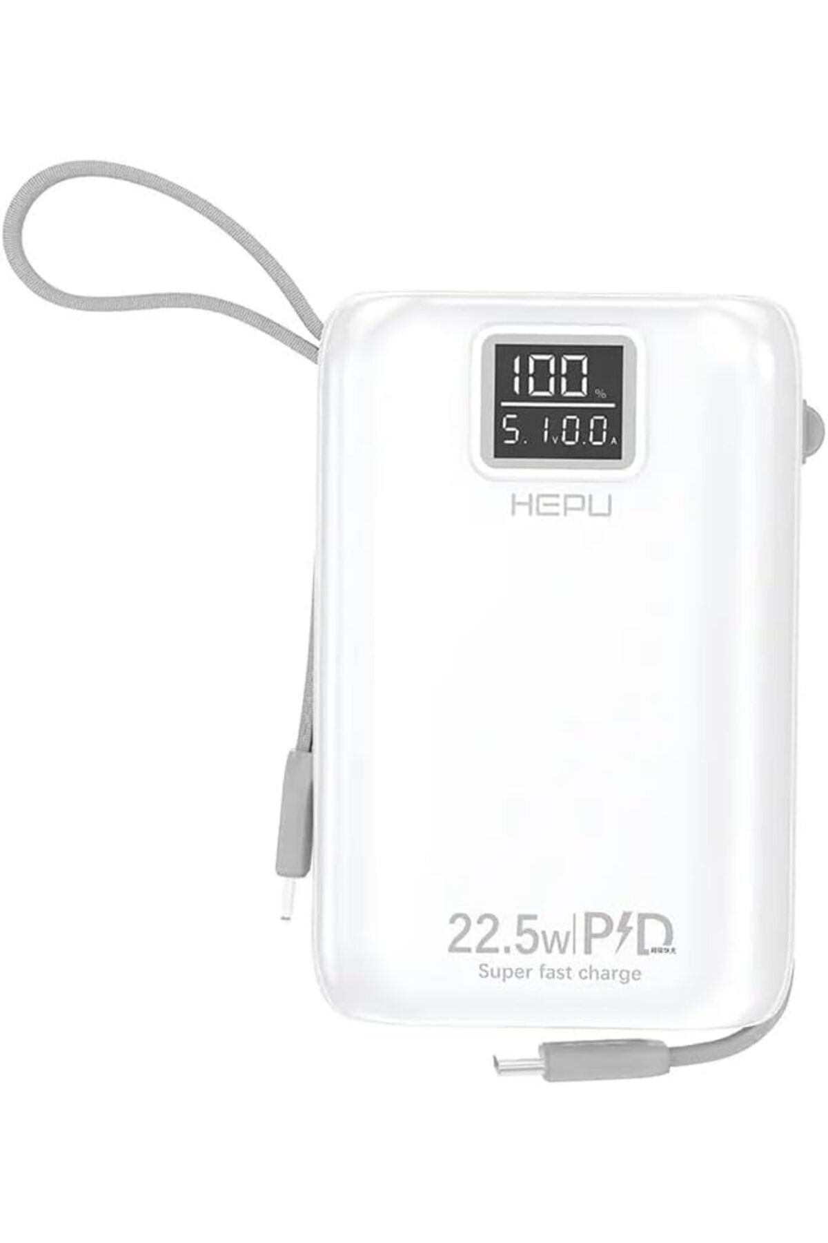 STOREMAX nffashopm HP-A01 10.000 mAh 22.5W Dijital Led Göstergeli Dahili Kablolu Powerbank Hızlı Şarj Des
