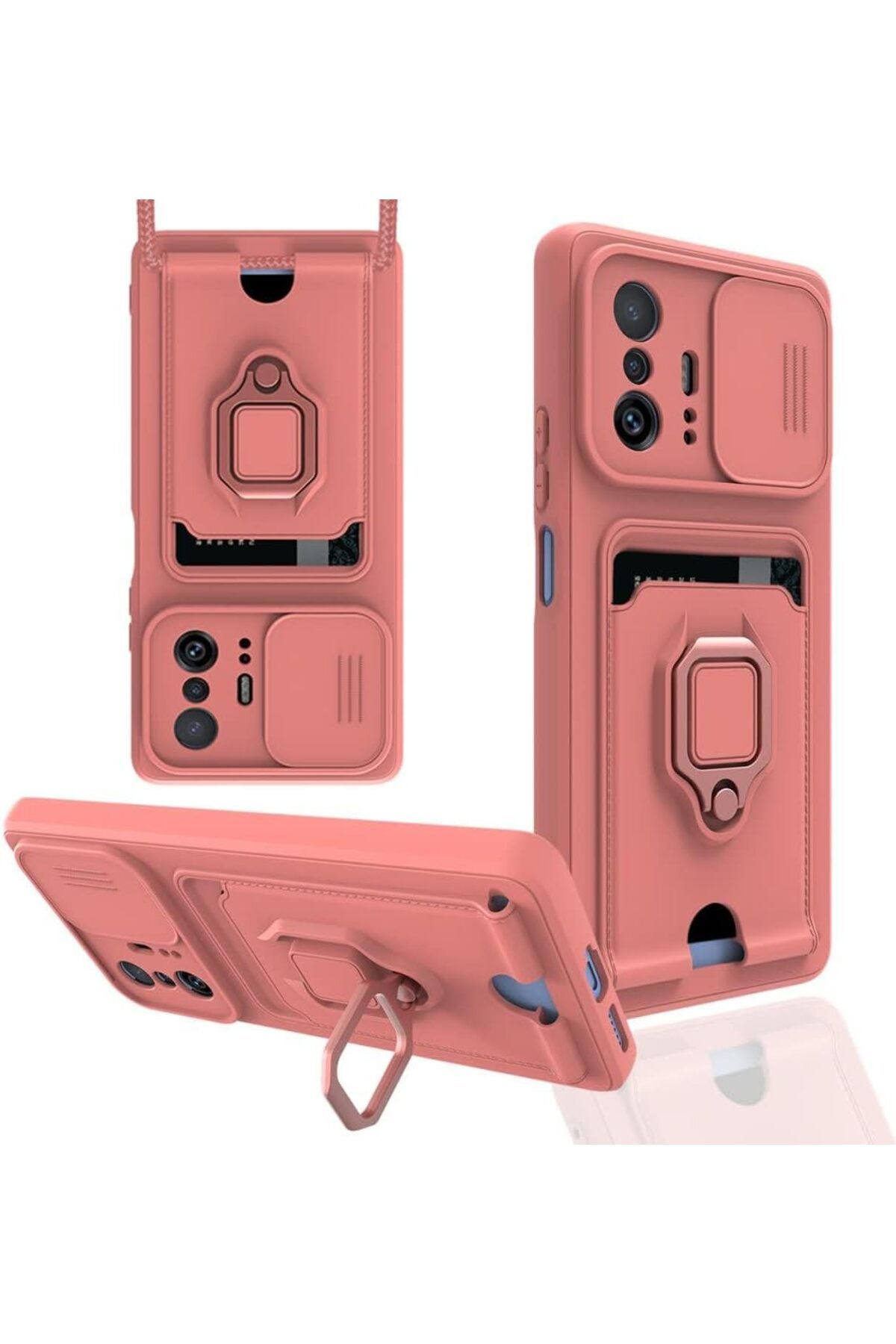 STOREMAX dlshop Xiaomi Mi 11T Pro Kılıf Ipli Lens Sürgülü Yüzüklü Kartvizitli Silikon Zuma star 99039