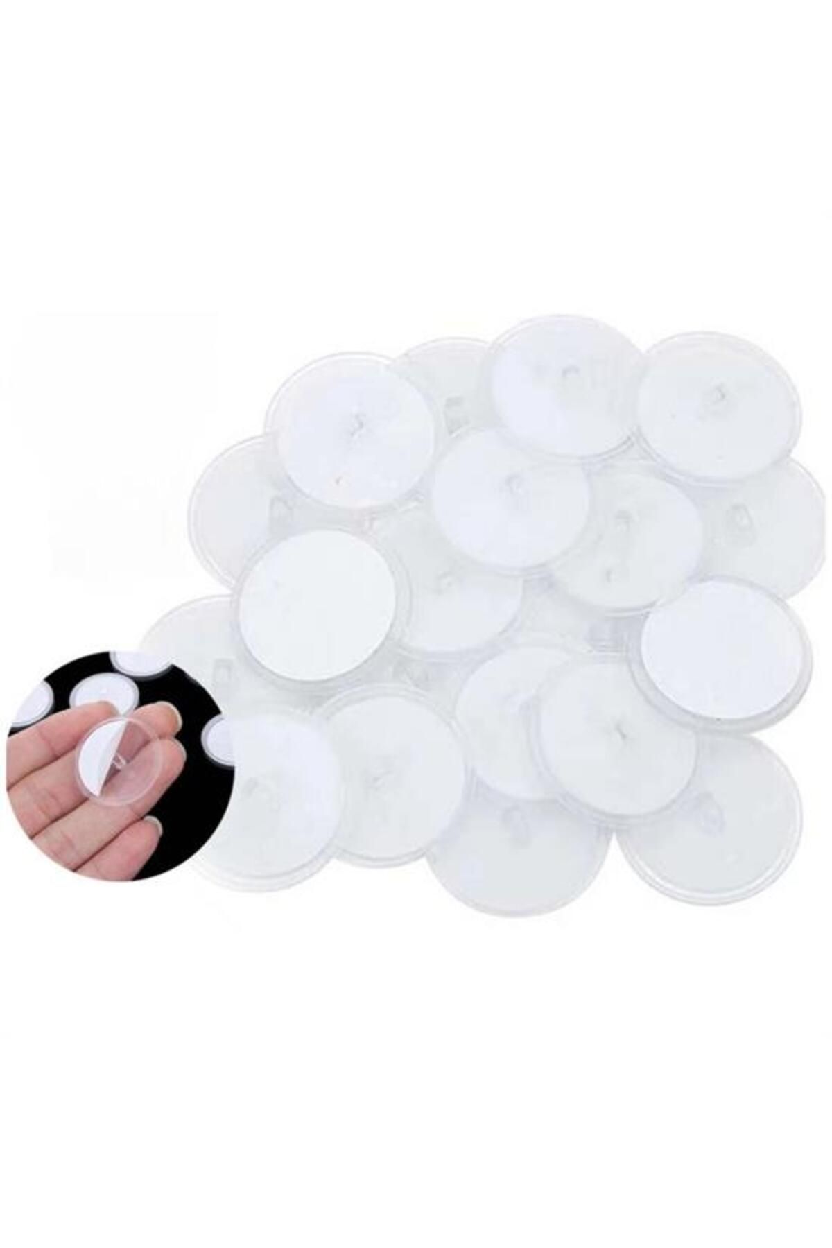 STOREMAX 20 Adet Şeffaf Yuvarlak 3 Cm Çaplı Güçlü Disk Yapışkanlar