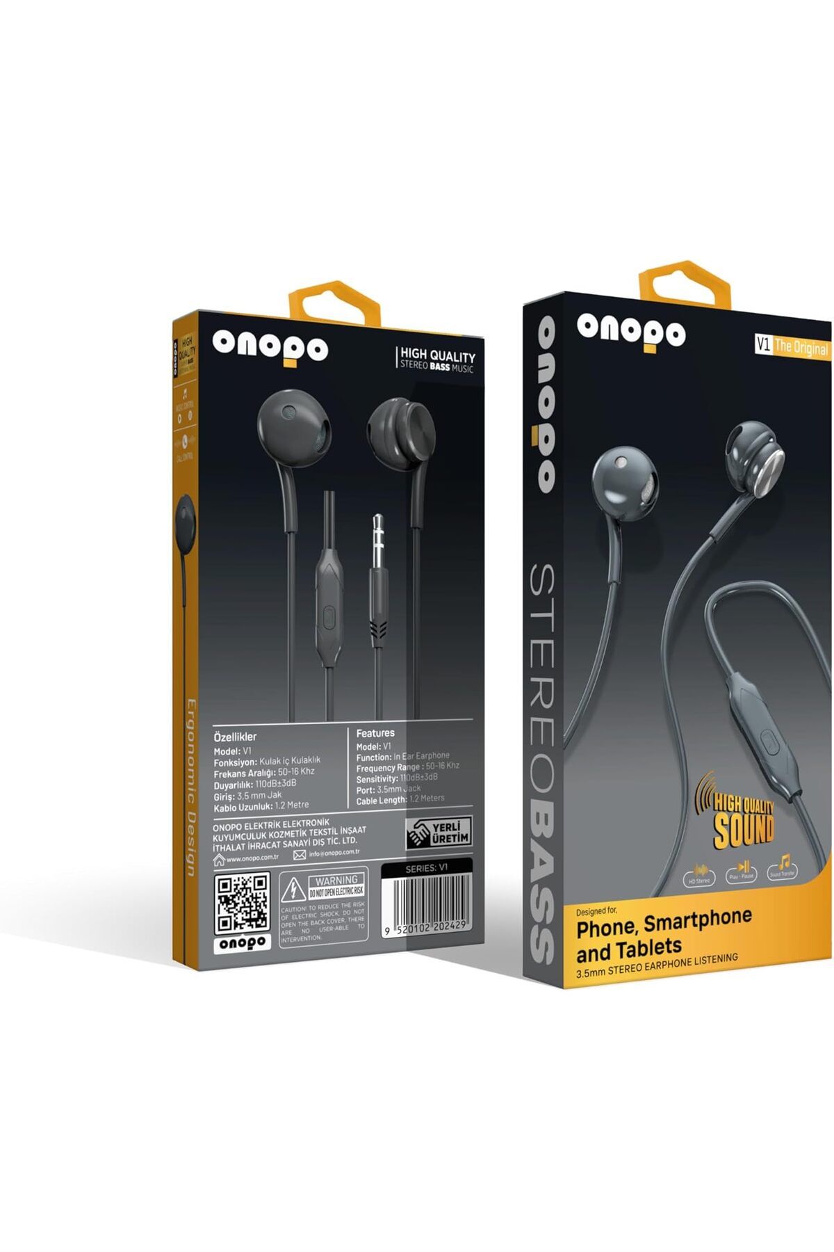 yenibagshop Stereo Kablolu Kulaklık Extra Bass Dinleme 3.5MM Kulakiçi Kulaklık - V1