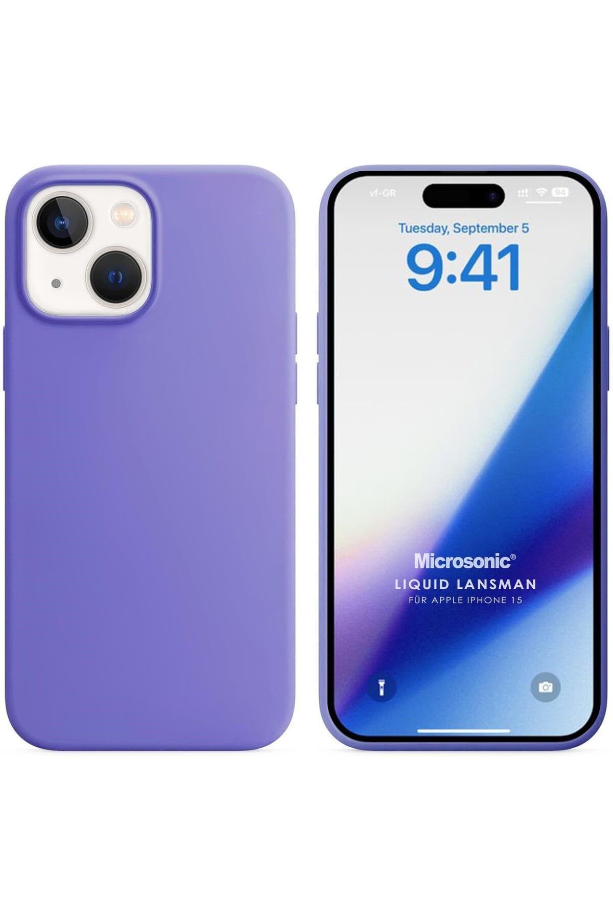 STOREMAX nffashopm Kılıf iPhone 15 için Liquid Lansman Silikon Lila [iPhone 15 ile Uyumlu Kılıf - Lila]