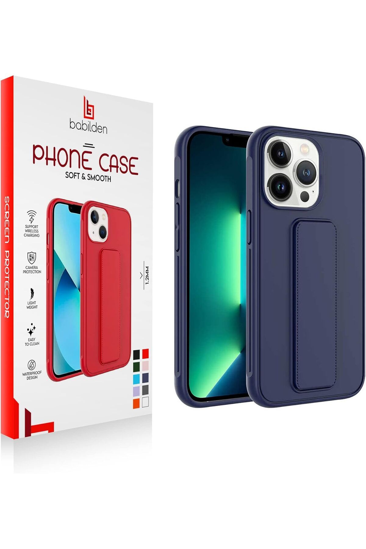 STOREMAX bystoreby iPhone Mıknatıslı Standlı Darbe Emici Ibola iPhone 14 Pro Kılıf (Lacivert) NewDesing