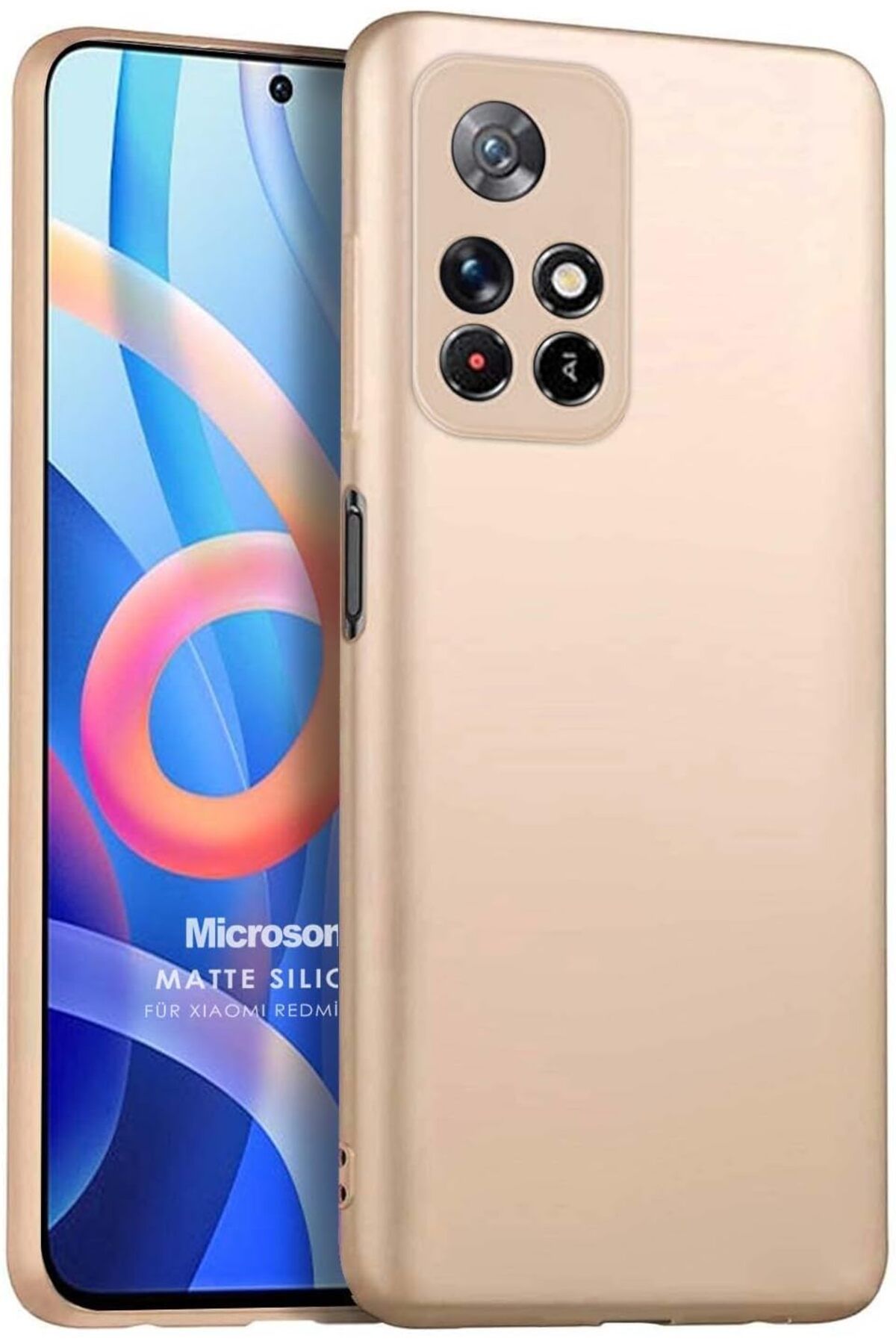 STOREMAX dlshop Matte Silicone Xiaomi Redmi Note 11 için Kılıf Gold [Redmi Note 11 4G ile Uyumlu Kılıf -