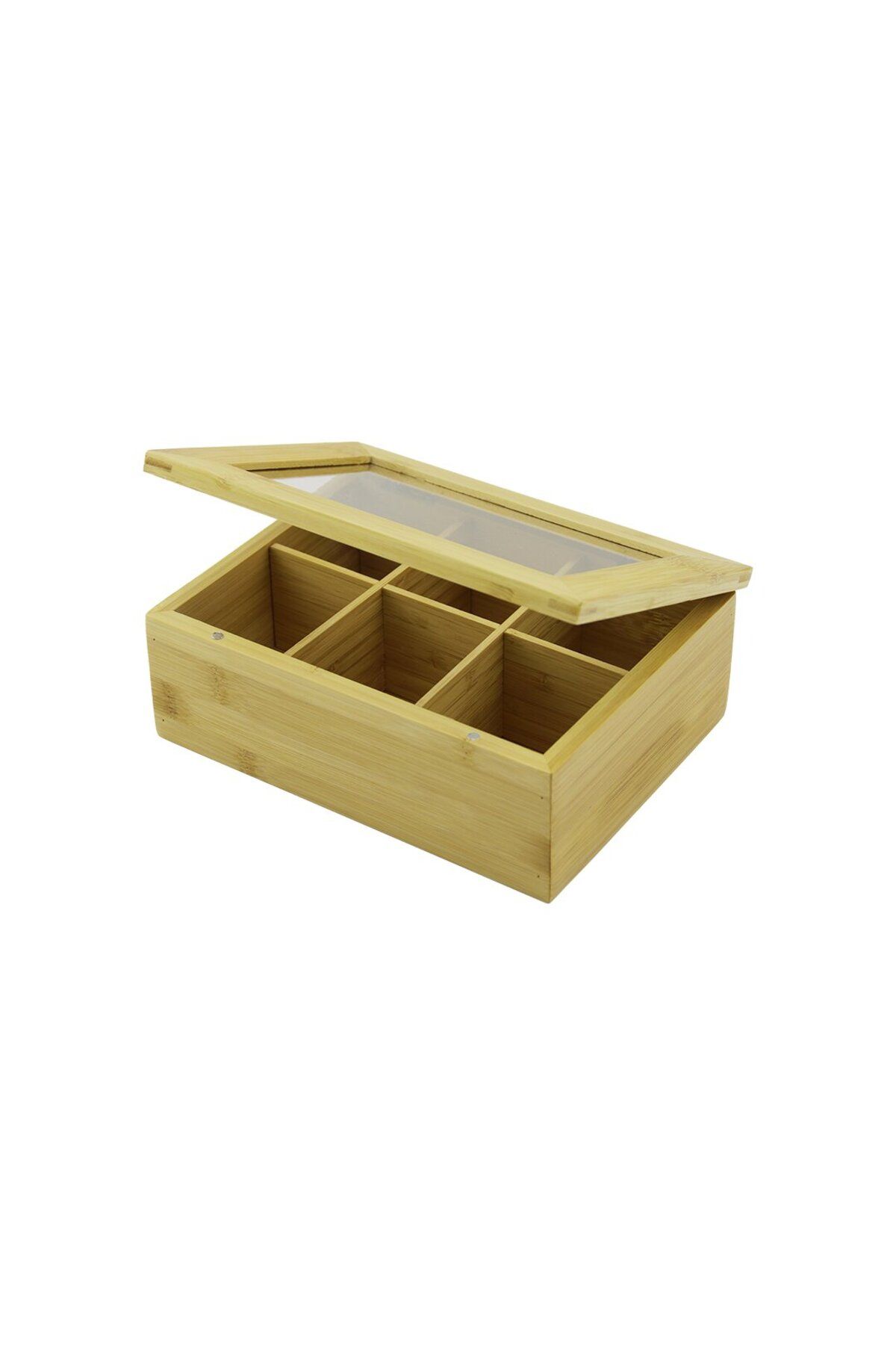 STOREMAX lbstorex AHŞAP BAMBU POŞET ÇAY KUTUSU - 6 BÖLMELİ - 2IN1- BÖLMESİZ ÇOK AMAÇLI KU Newdsng 1