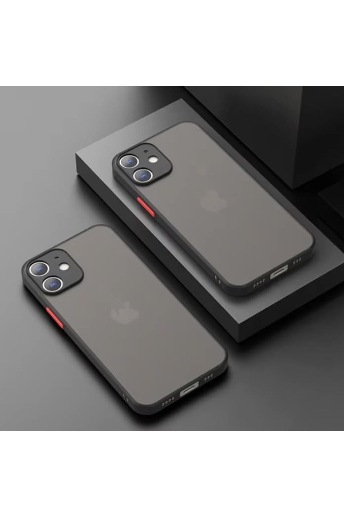 yenibagshop GİYİM & AKSESUAR İphone 12 (6.1) Uyumlu Renkli Tuşlu Business Kamera Korumalı TPU Kılıf (SİYAH)