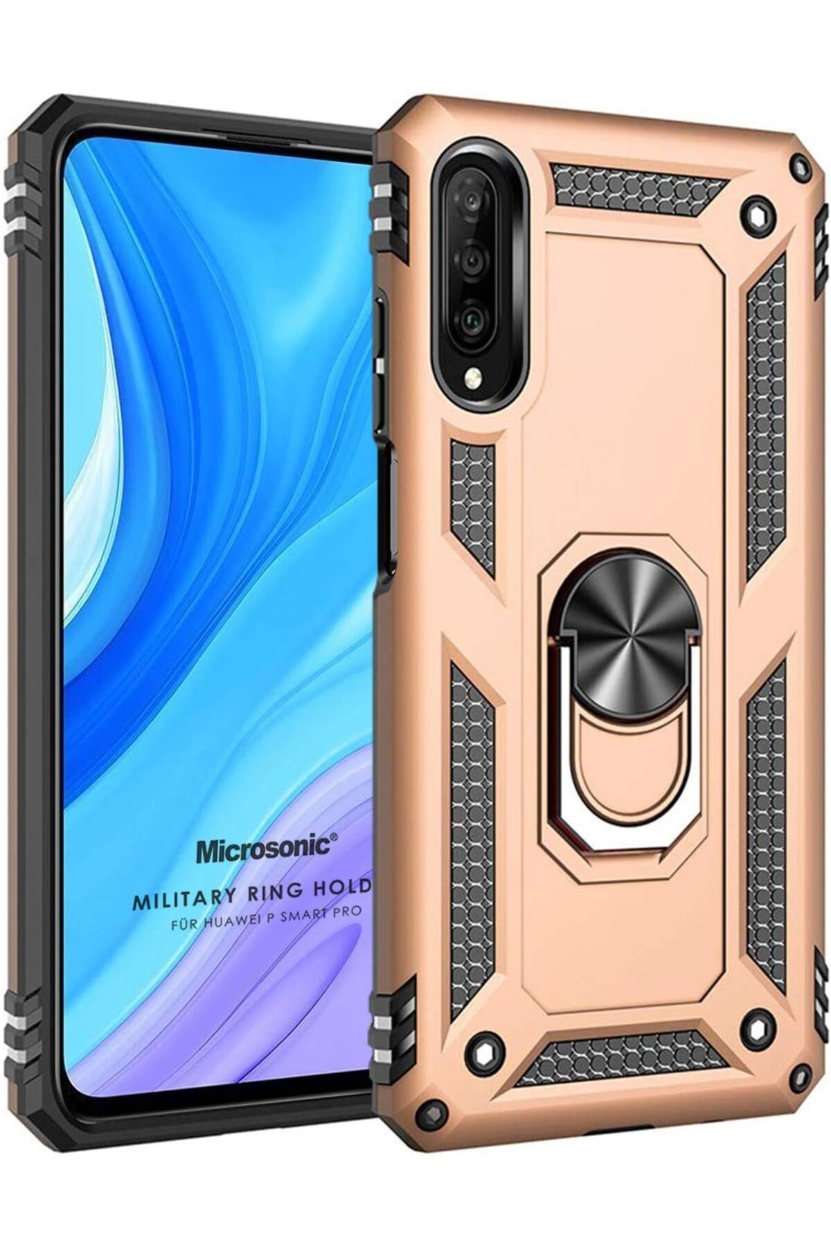 STOREMAX daliashops P Smart Pro için Kılıf Military Ring Holder Gold [P Smart Pro ile Uyumlu Kılıf - Gol