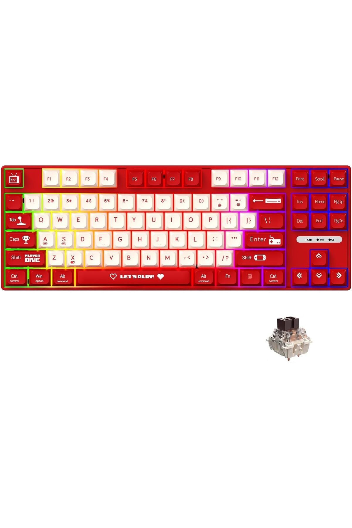 STOREMAX buymxx AJAZZ AK870 MC Kablolu Mekanik Oyun Klavyesi Kırmızı Klavye Brown Switch desiny 1082424