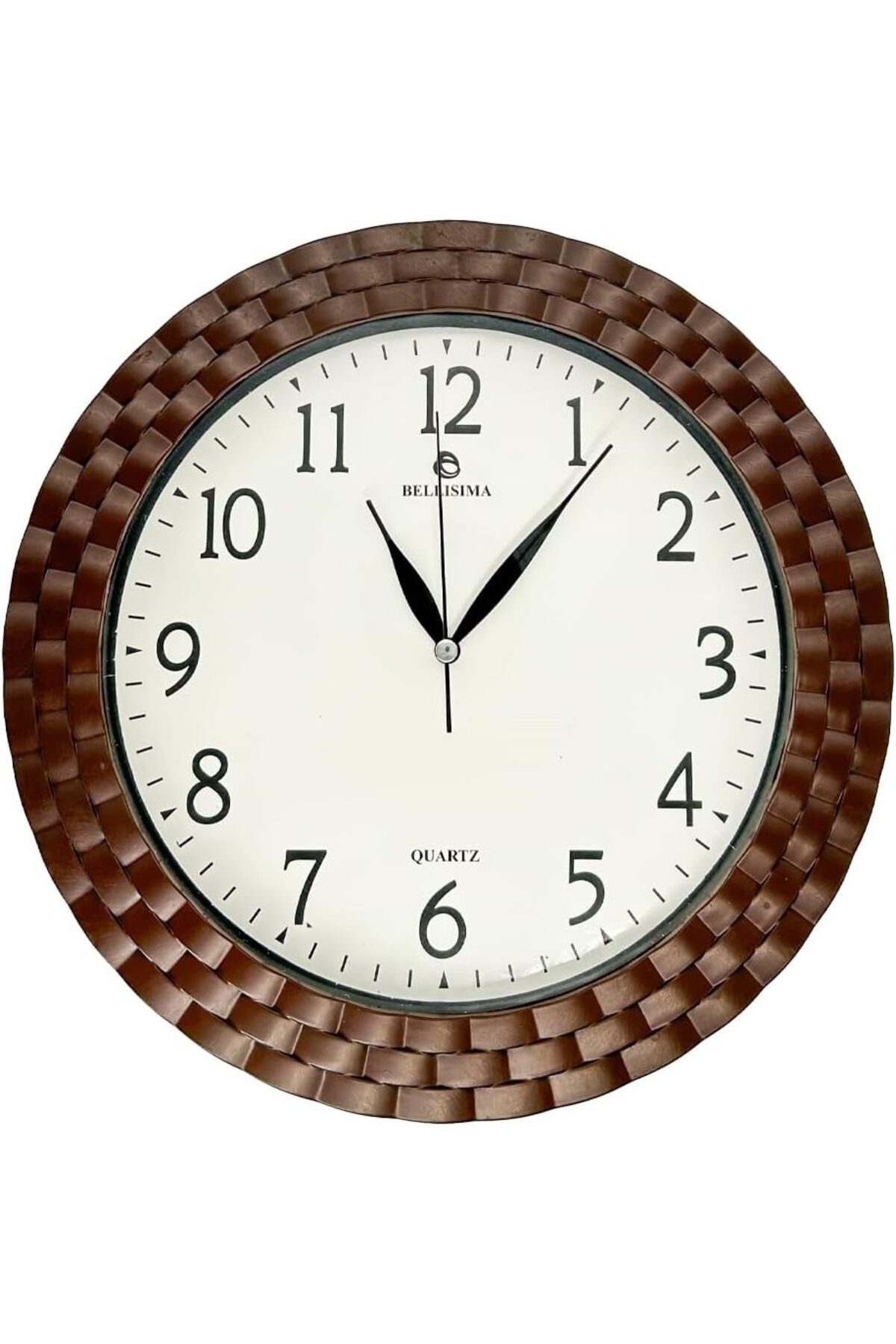 yenibagshop BL-1037 Serisi Klasik Kadran Örme Desenli Sessiz Akar 30 cm Duvar Saati Bordo