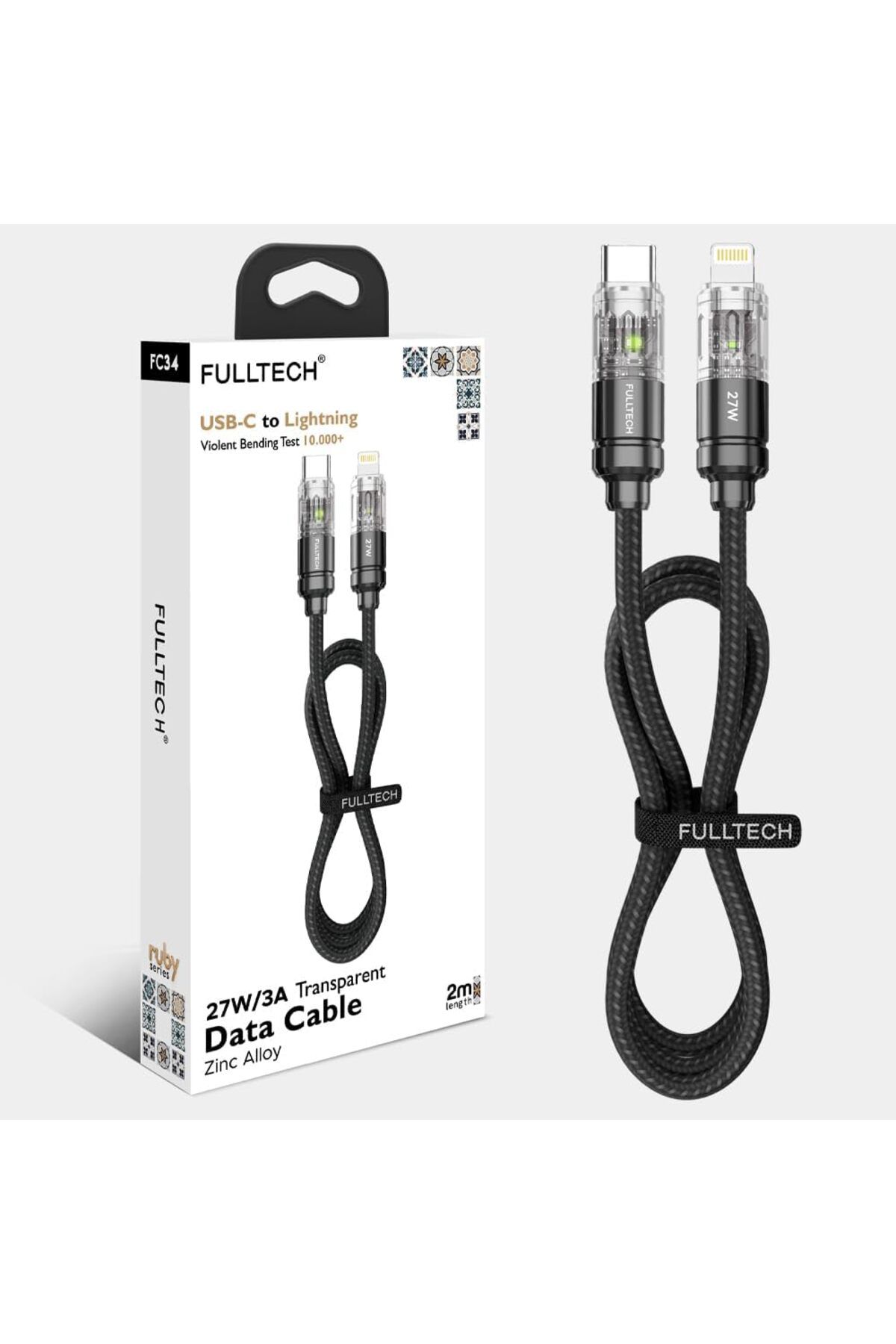 STOREMAX bystoreby Alaşım USB-C to Lightning, Type-C to iPhone iPad İle Uyumlu 27W/3A Şarj Data Kablosu 2