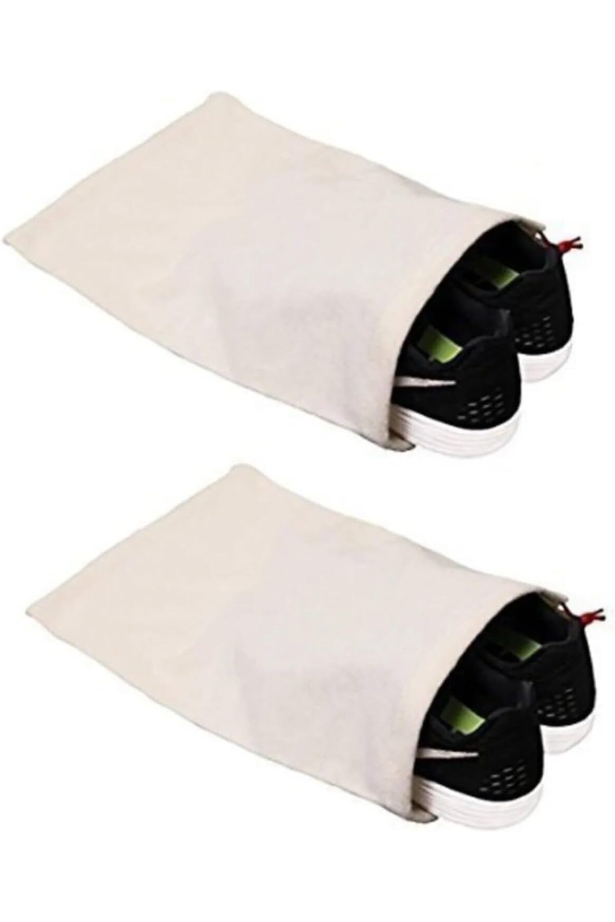 STOREMAX Büzgülü Ham Bez Ayakkabı Torbası 30x40 cm. 2 Adet (Baskısız) Bej