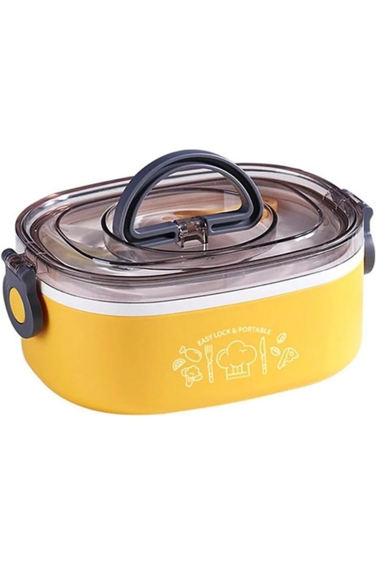 STOREMAX bystoreby Bento 600ml Lunchbox Tekli Çelik Sefer Tası Yemek Kutusu (Sarı) NewDesing 646268