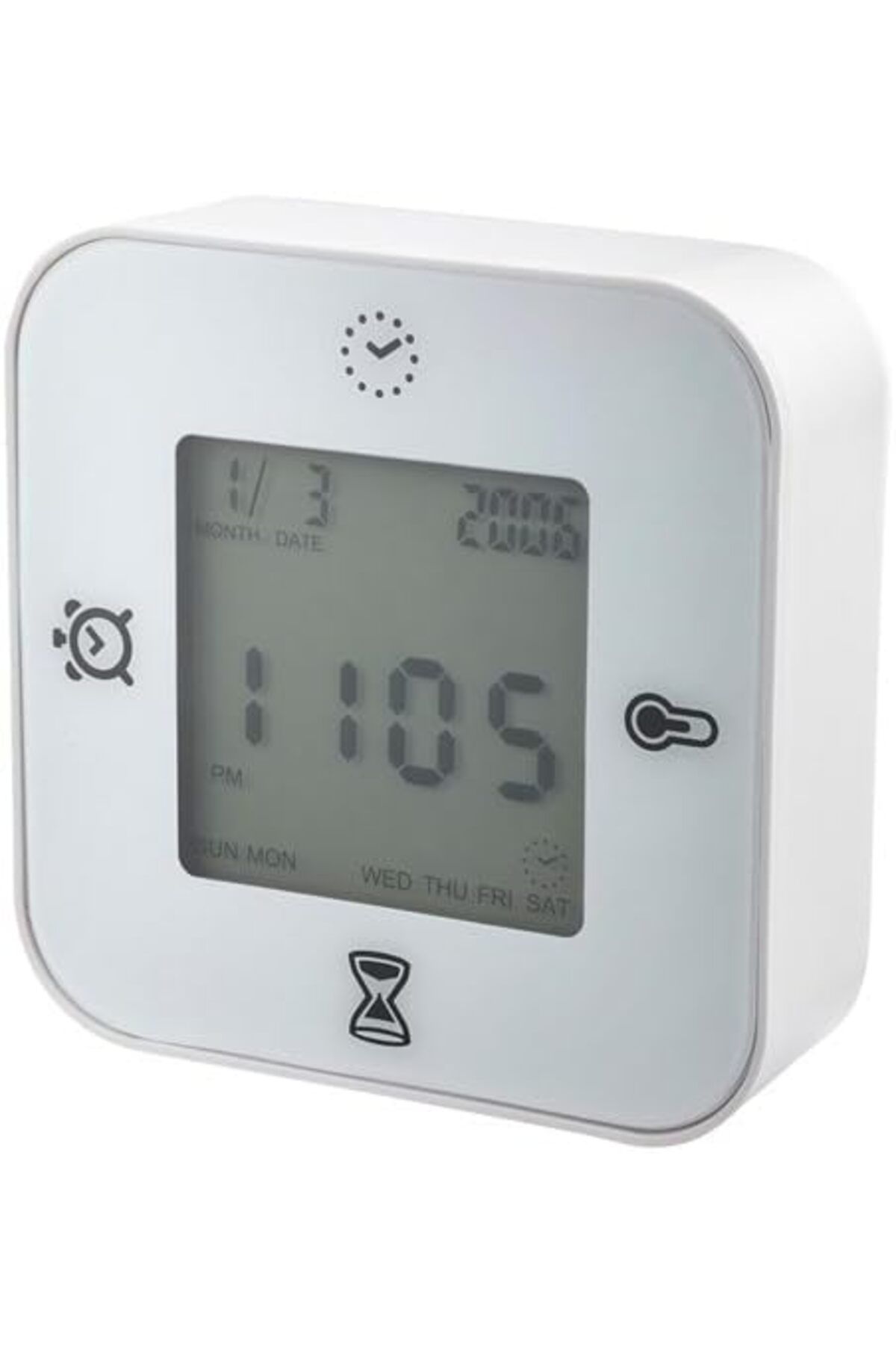 yenibagshop 4 Fonksiyonlu Masa Saati Beyaz Renk Saat/Termometre/Alarm/Zamanlayıcı