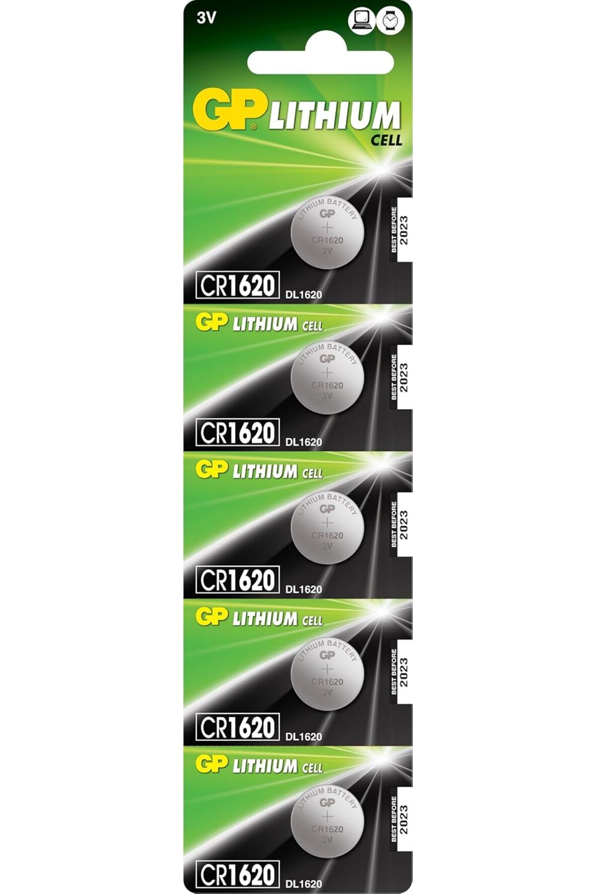 STOREMAX srhtDS B atteries CR1620 1620 Boy Lityum Düğme Pil, 3 Volt, 5'li Kart, Gri Desing 266450