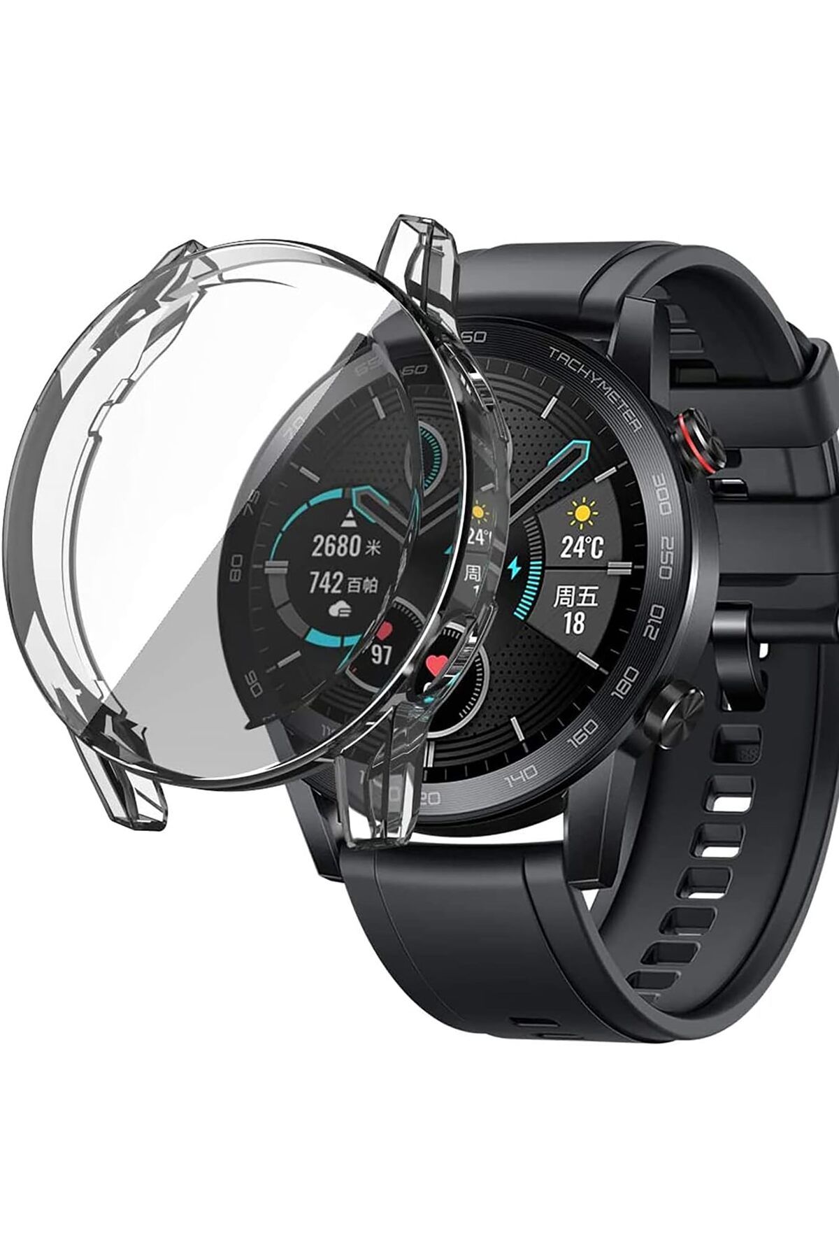 STOREMAX nffashopm Honor Magic Watch 2 46mm için Kılıf 360 Full Round Soft Silicone Şeffaf [Honor Watch M