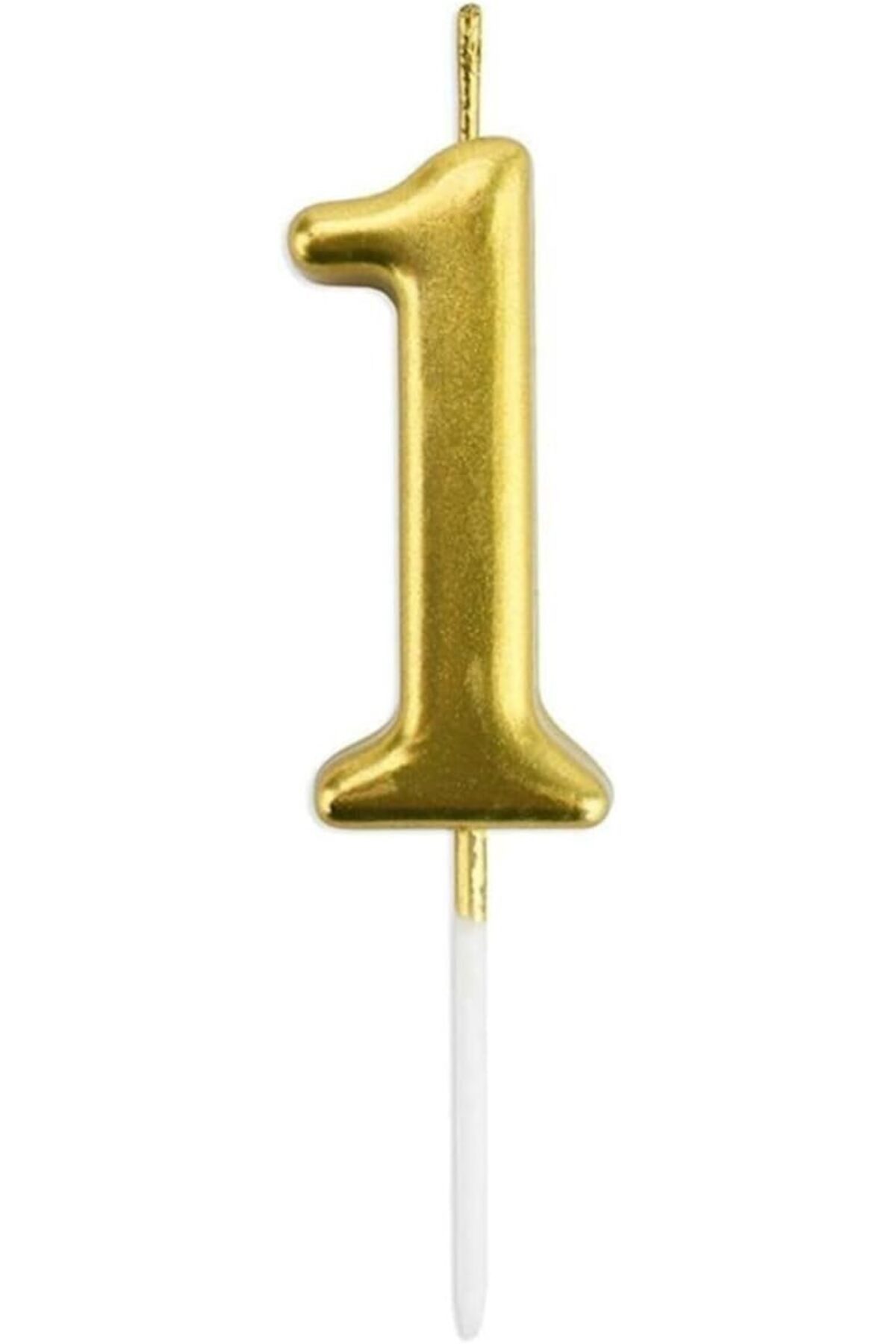 yenibagshop 1 Yaş Gold Doğum Günü Pasta Mumu 12 cm bmcNM1113