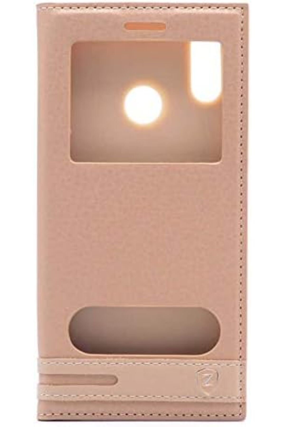 STOREMAX htpshopmx P20 Lite Uyumlu Pencereli Kapaklı Kılıf (Altın Rengi) str http 1092444