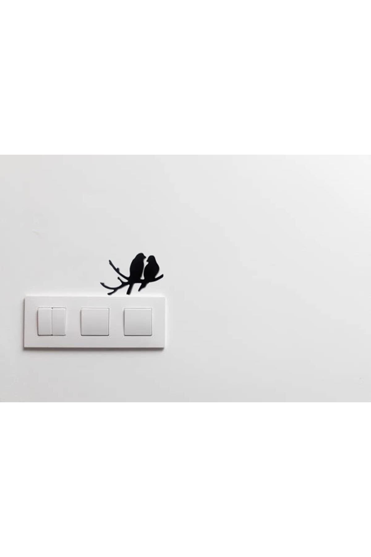 yenibagshop Taraflı Kullanıma Uygun Dal Üstünde Kuşlar Duvar Sticker