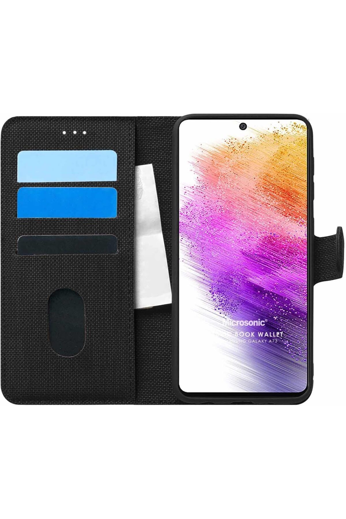 STOREMAX htpshopmx Galaxy A73 5G Kılıf Fabric Book Wallet Siyah str http 1092444
