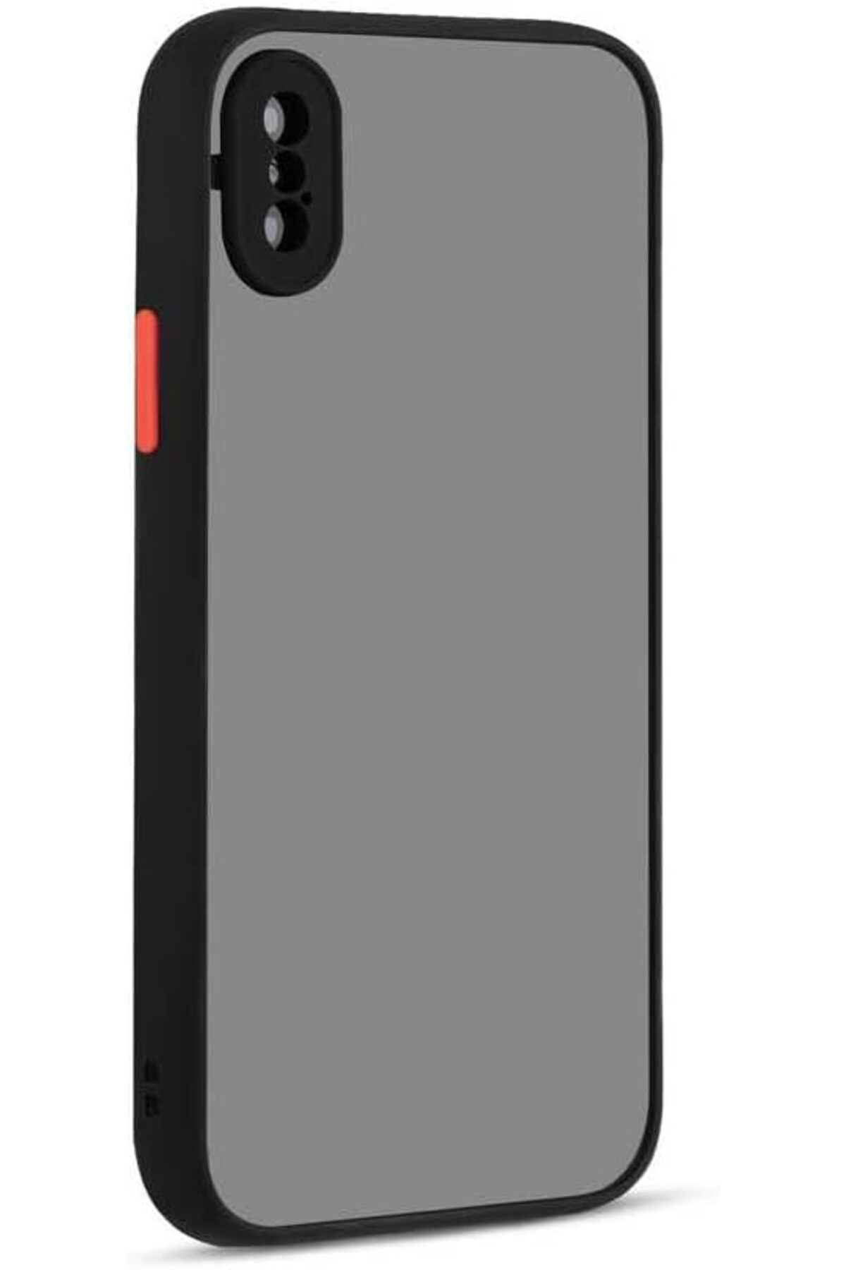 STOREMAX nffashopm AKSESUAR İphone X ve XS Yan Tuşları Renkli Kamera Korumalı Transparan TPU Kılıf (Siy