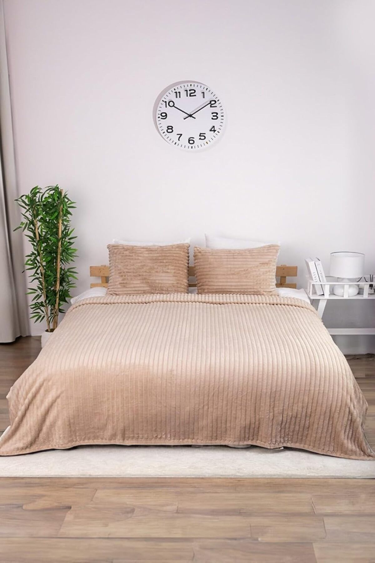 STOREMAX nffashopm Linda 3 Parça Çift Kişilik Battaniye Seti - Vizon storestarx 1051353