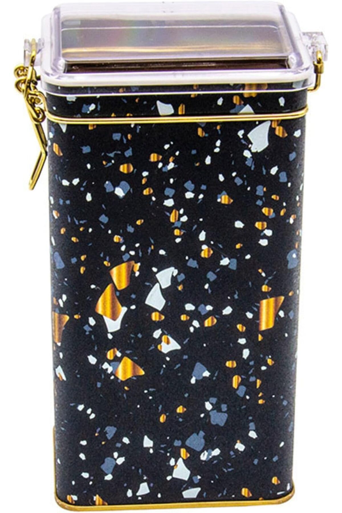 STOREMAX glpzr Terrazzo Black Desenli Dikdörtgen Metal Saklama Kabı 8x10 Cm (Terrazzo Black) trendybuy 1109