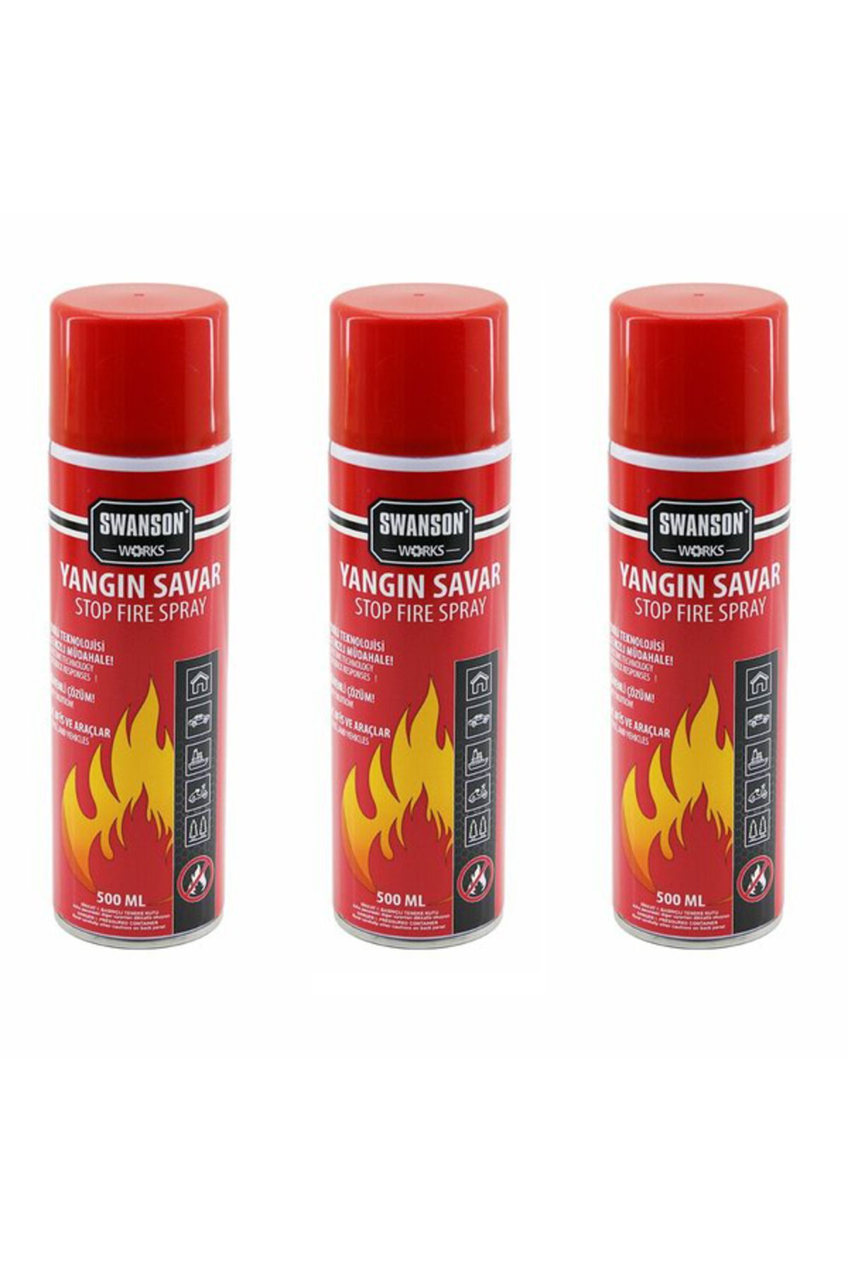 STOREMAX mrttnca 3 ADET YANGIN SÖNDÜRÜCÜ - YANGIN SAVAR SPREY 500ML + 500 ML + 500 ML EV - OFİS - OTO A