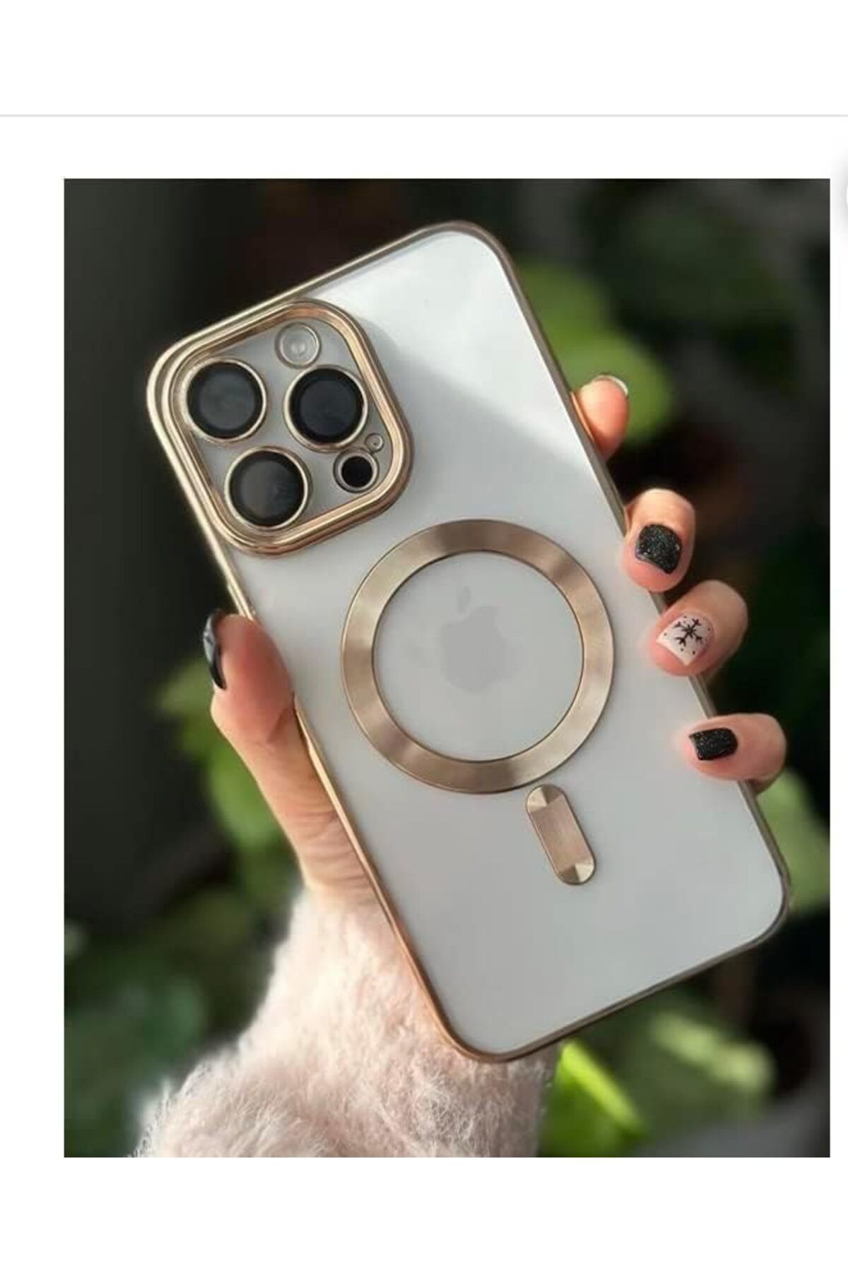 STOREMAX nffashopm aks iphone 13 pro için kablosuz şarj ile uyumlu, kamera lens korumalı lazer kılıf gol
