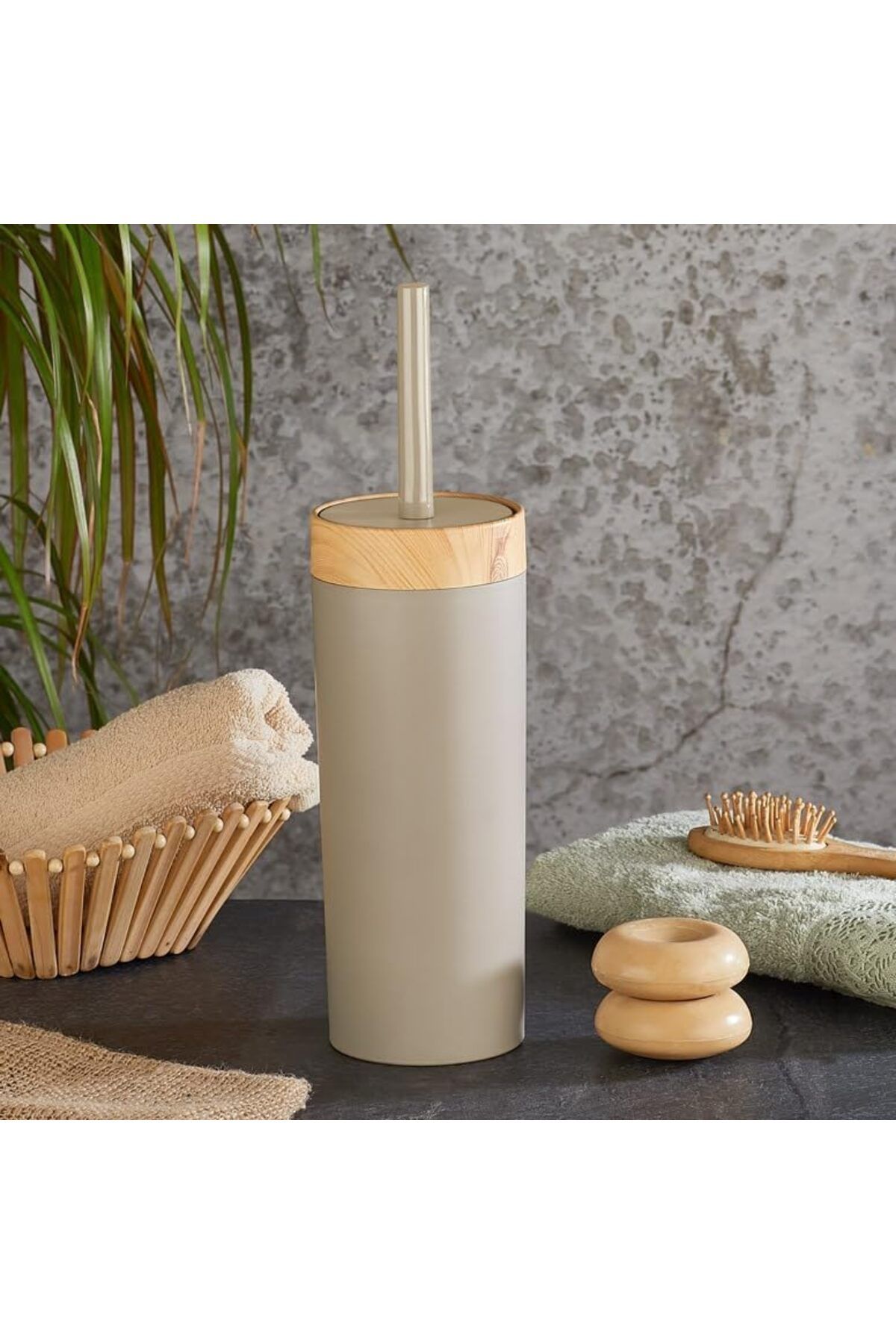 STOREMAX Bambu Görünümlü Ahşap Desen Tuvalet Fırçası Seti (BANYO - MUTFAK - TUVALET - BALKON)