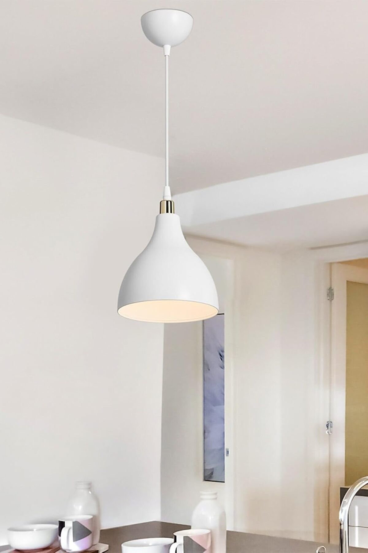 yenibagshop LightDesign Beyaz Sarkıt Avize Yatak Odası Salon Mutfak Koridor Lamba 17 AGnm26
