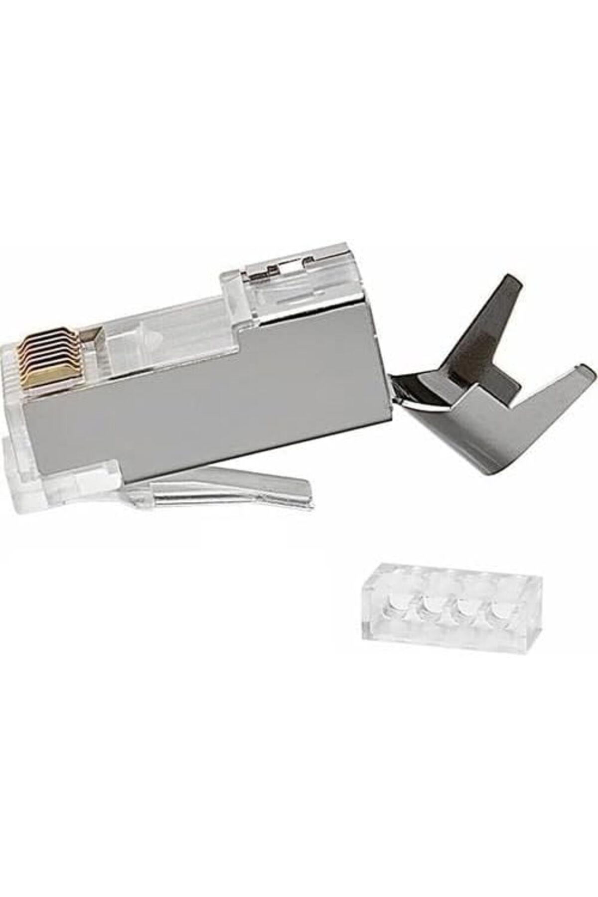yenibagshop Plus Q-J710M Cat7 Uyumlu Metal Konnektör Rj45 CAT7 Jack + Ayraç 10luk Paket