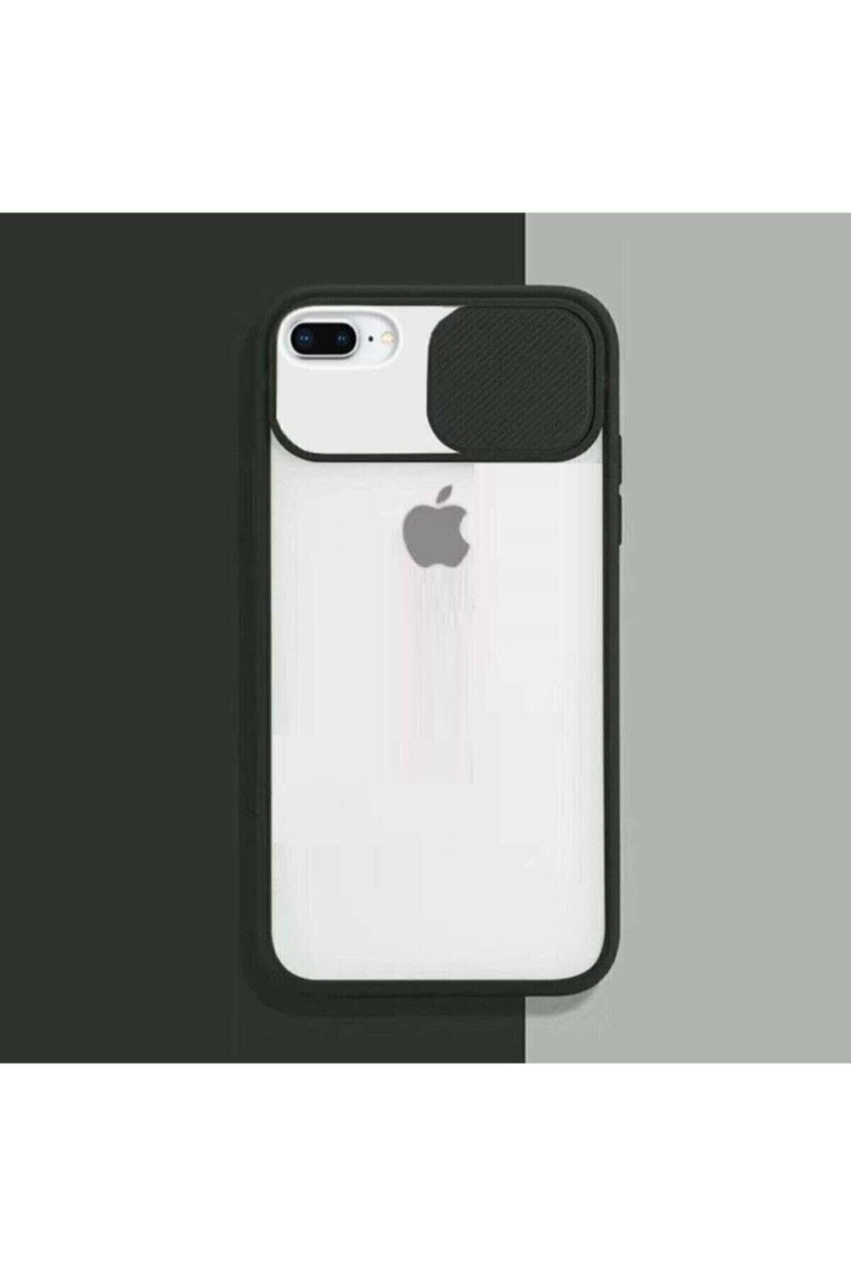 STOREMAX srhtDS Iphone 7 Plus-8 Plus uyumlu Kılıf Kamera Lens Sürgülü Korumalı, Kenar Renkli, Arkası B