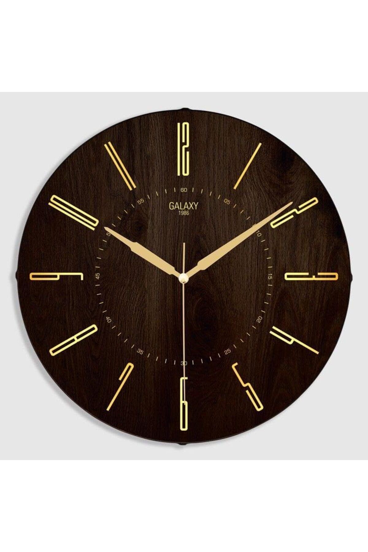 yenibagshop Exclucive Compass Serisi Bombeli Varak Kilişeli Kadranlı Ev ve Ofis Duvar Saati 35 cm Kahverengi