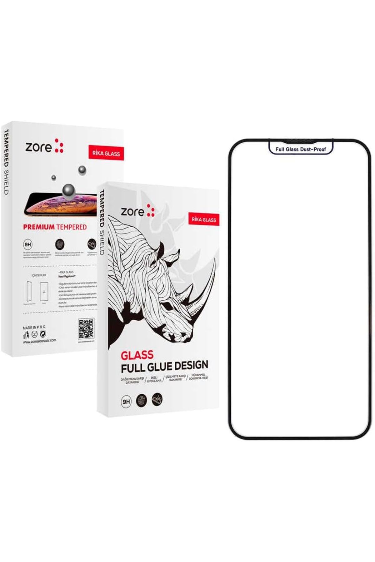 zore iPhone 16 Uyumlu Rika Premium Temperli Cam Ekran Koruyucu Siyah 10513