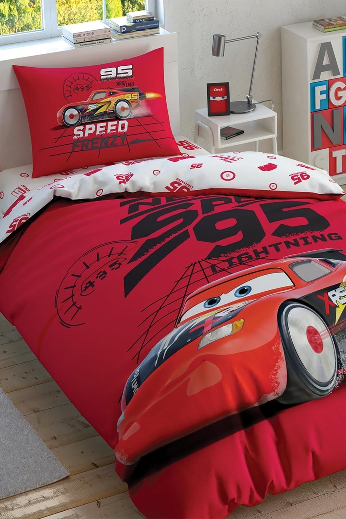 STOREMAX Cars Speed Frenzy Lisanslı Karakter Baskılı%100 Pamuk Nevresim Takımı, Çok Renkli,