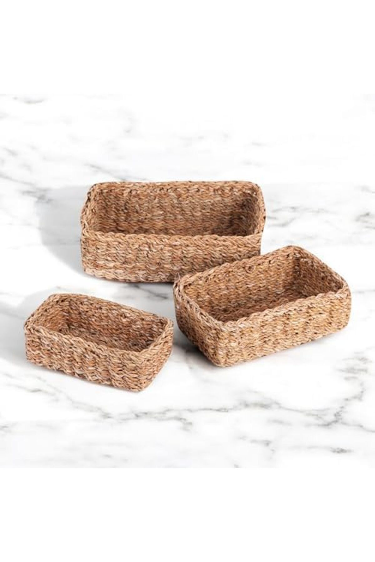 STOREMAX-Ysstorex Set of 3 Rustic Handmade Natural Rectangular Wicker Organizers |   3-Piece Wicker Rectangular 2