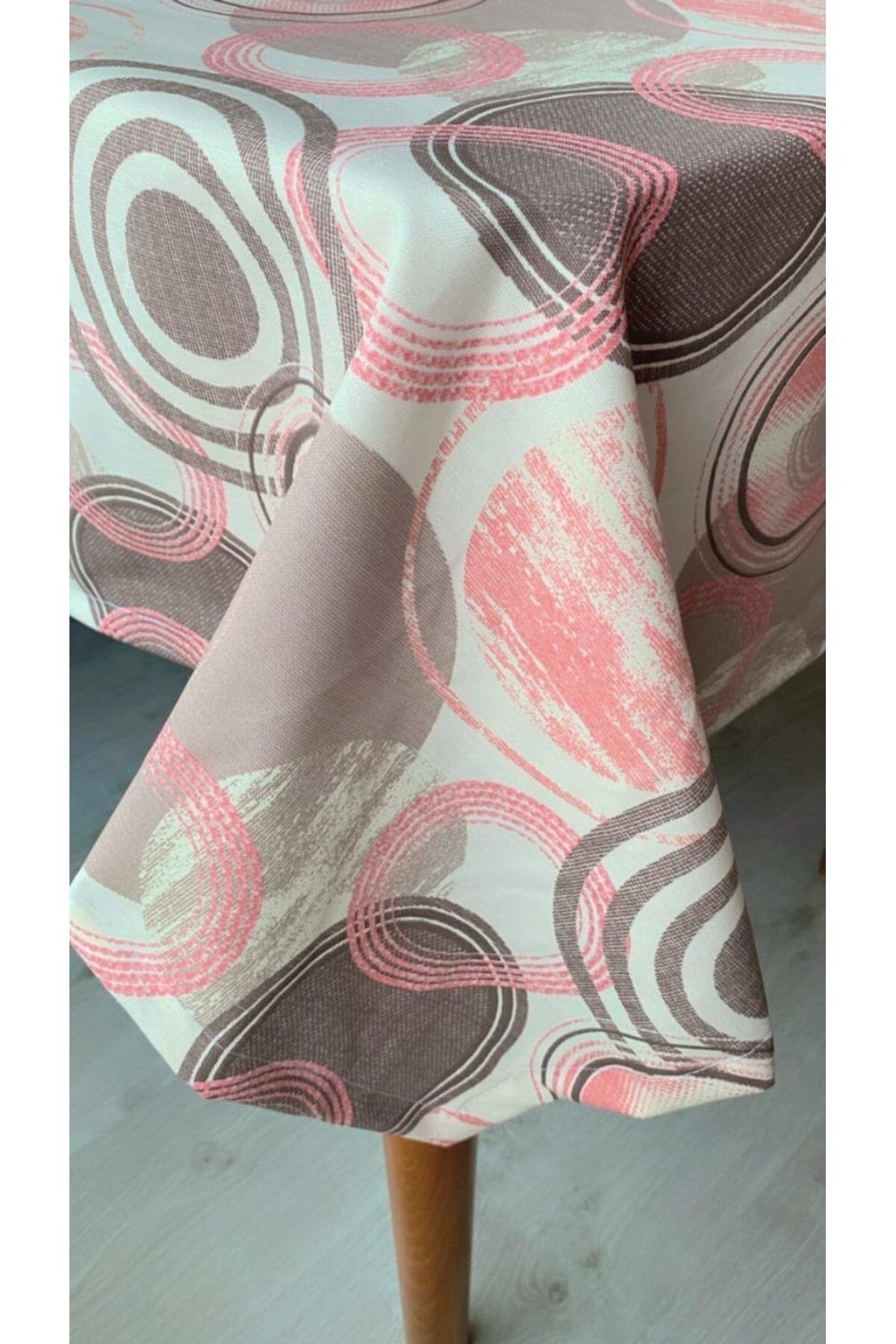 STOREMAX Örtüsü Duck Keten 150 x 180 cm (Pembe Yuvarlak)