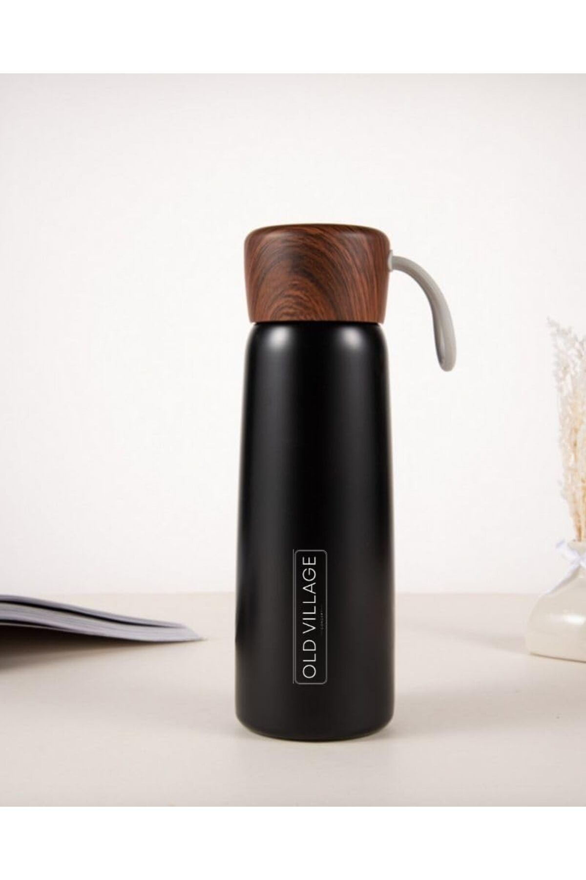 STOREMAX Paslanmaz Çelik 400 ml Ahşap Desen Kapaklı Vakum Seyahat Termosu, Su Şi