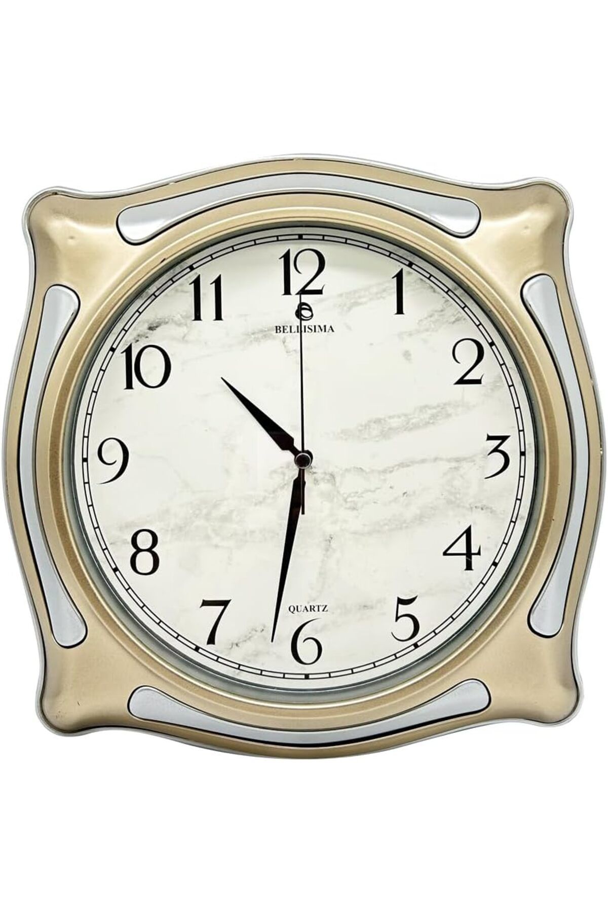yenibagshop BL-1056 Serisi Klasik Kadran Sessiz Akar 30 cm Duvar Saati Gold-Gri