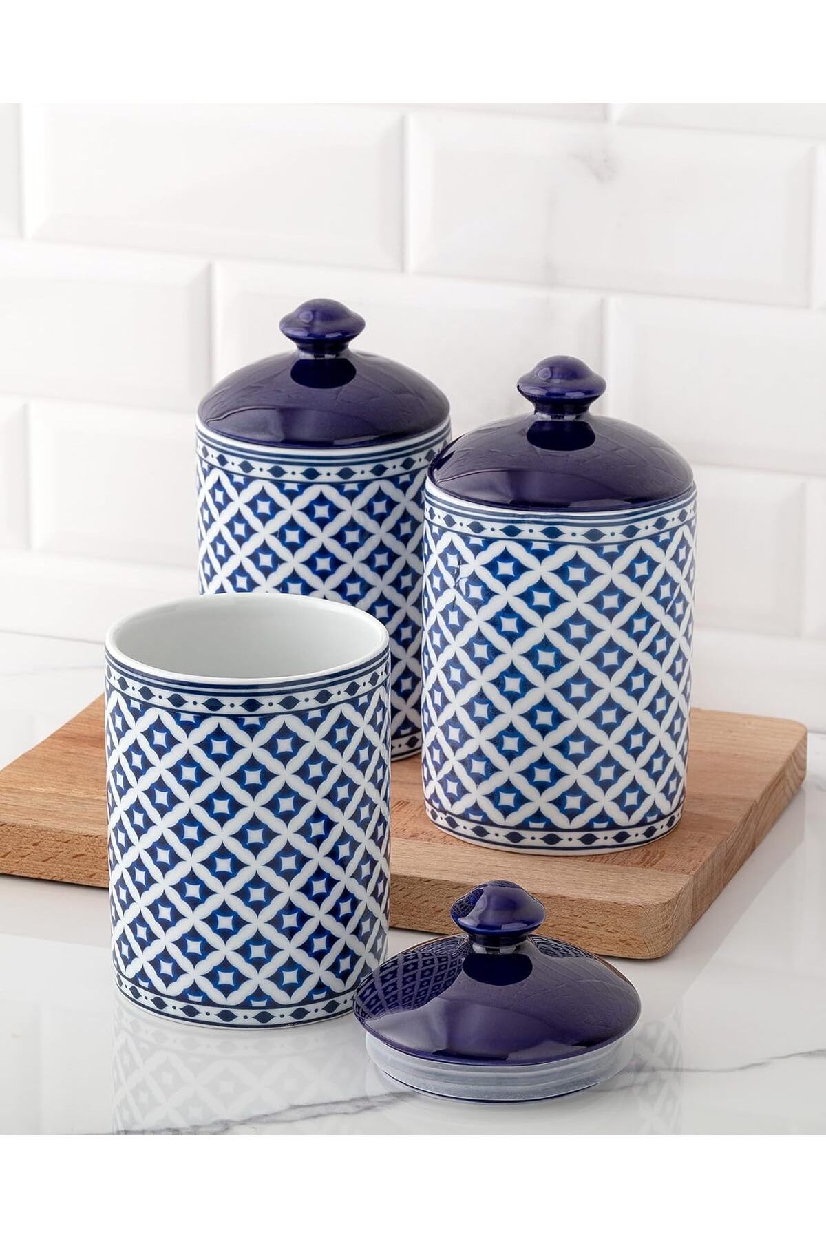 STOREMAX buxystorem Coco Dames 3'lü Baharatlık Seti, Mavi & Beyaz trendymx 999662