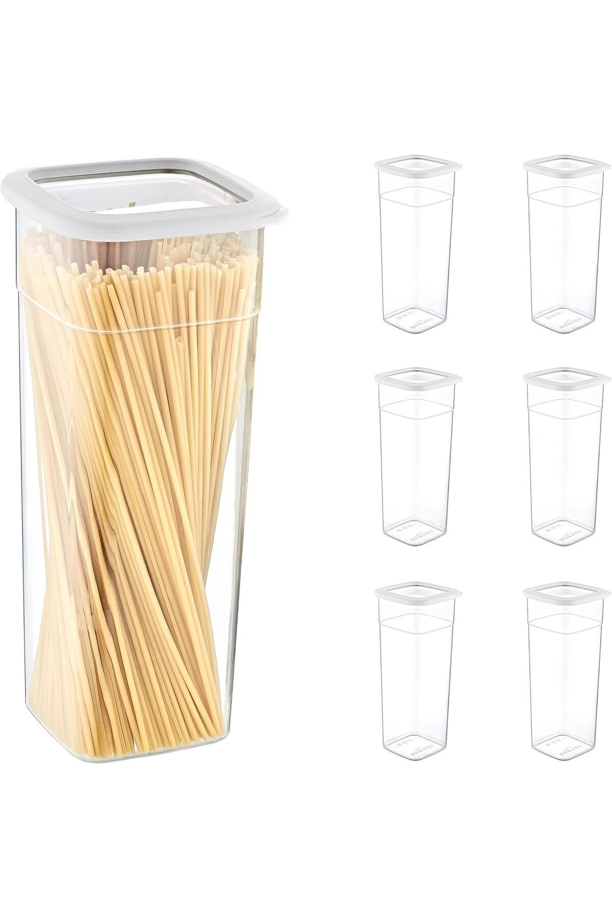 STOREMAX lvnmblya 6'Lı Set Skali Kare Saklama Kabı Beyaz 2140 ML Shop Deesing 224120