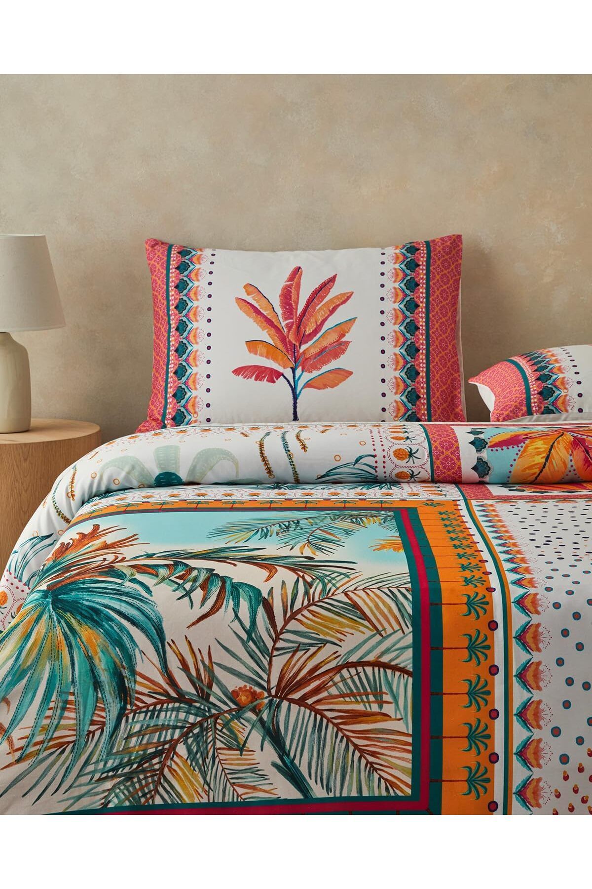 yenibagshop Home Palmy Patchwork Tek Kişilik Nevresim Seti Turuncu – Bej