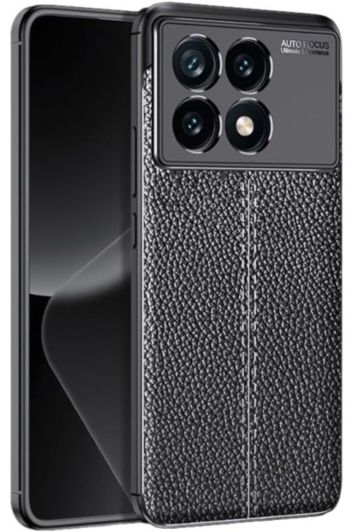 STOREMAX nffashopm Galaxy A05 Uyumlu Kamera Korumalı Deri Görünümlü Silikon Kılıf (Siyah, Xiaomi Poco