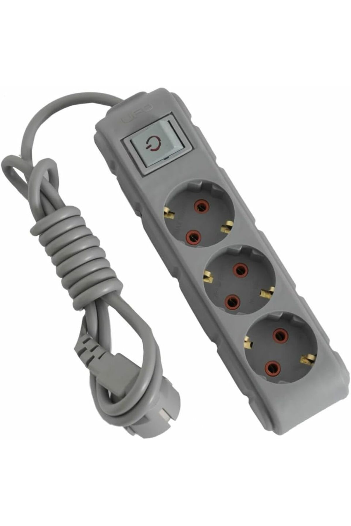 MCreative 3lü Anahtarlı Grup Priz 3 metre 16A 250V, Üçlü Topraklı Uzatma Kablosu 3 metre (Gri)