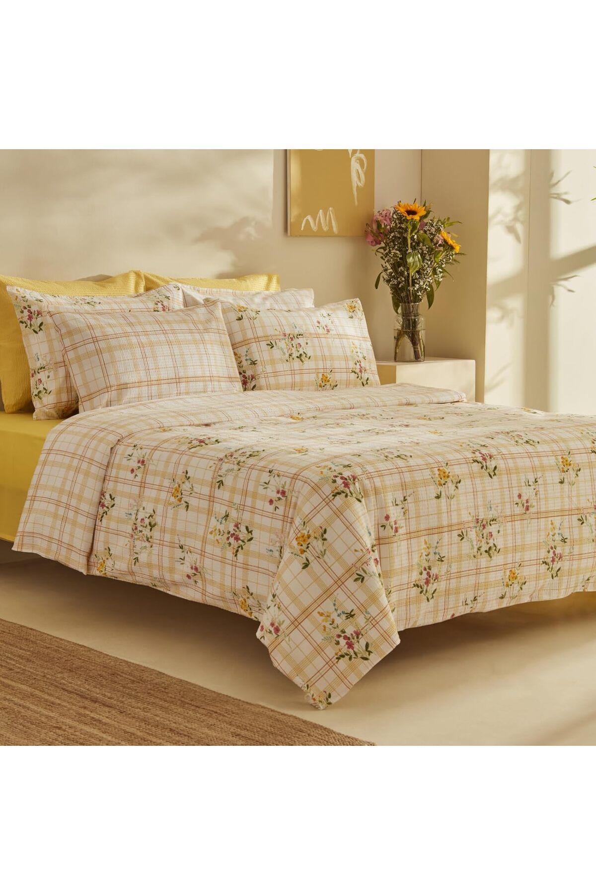 STOREMAX buystoremx Home Minella%100 Pamuk Soft Touch Çift Kişilik Nevresim Takımı Sarı newstar 1051066